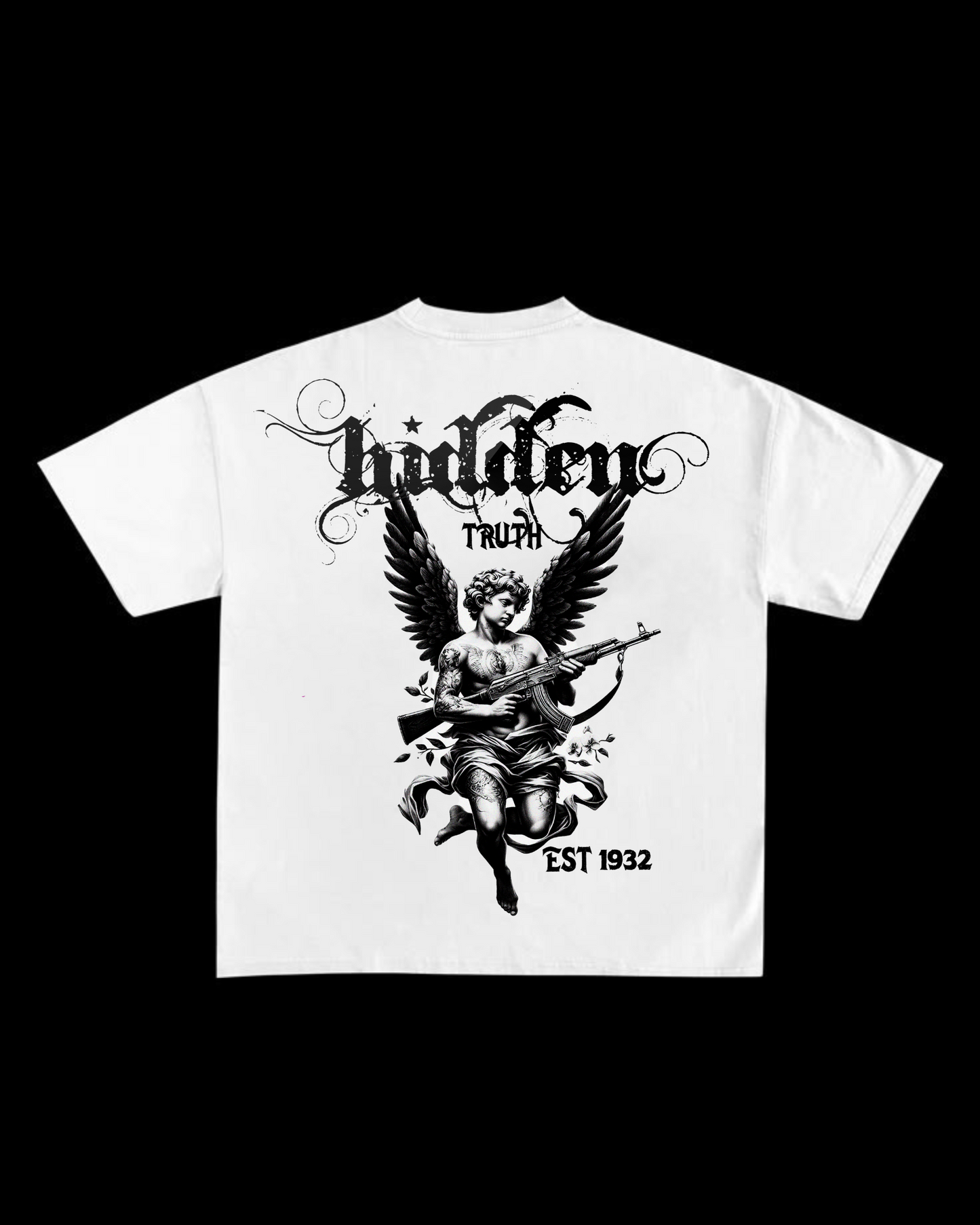 rasb x dilfar -hidden truth ARTIST Round Neck Drop Shoulder Graphic Printed Oversized Cotton T-shirt