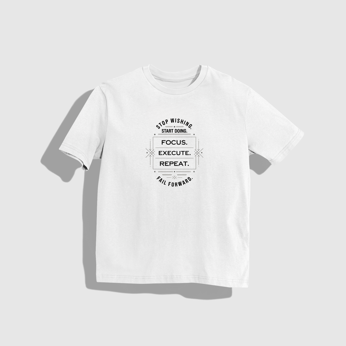 Start doing T-shirt- Round Neck Drop Shoulder Graphic Printed Oversized Cotton T-shirt