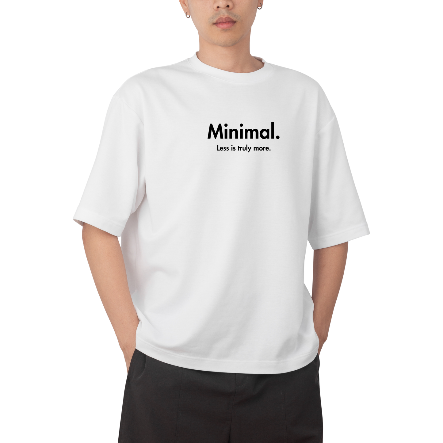 MINIMAL - Round Neck Drop Shoulder Graphic Printed Oversized Cotton T-shirt