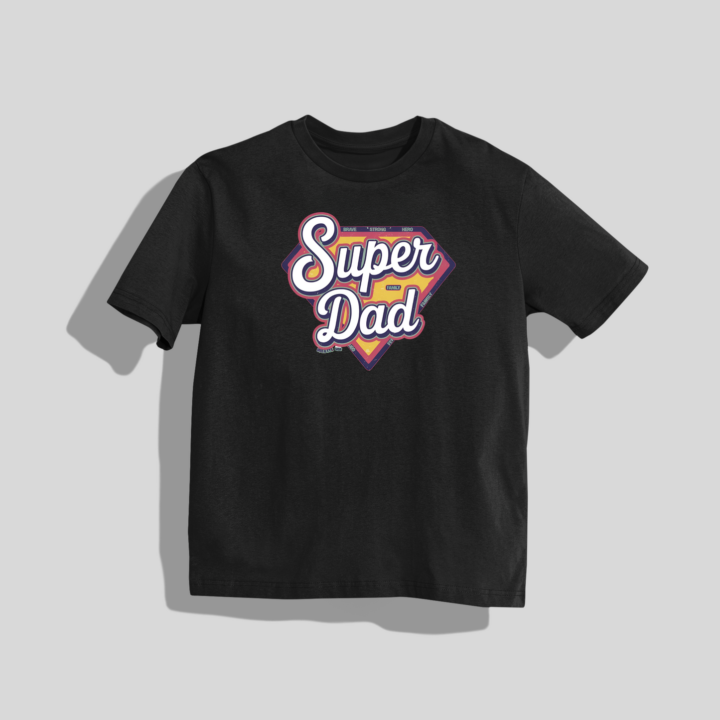 "super dad" T-Shirt - Round Neck Drop Shoulder Graphic Printed Oversized Cotton T-shirt