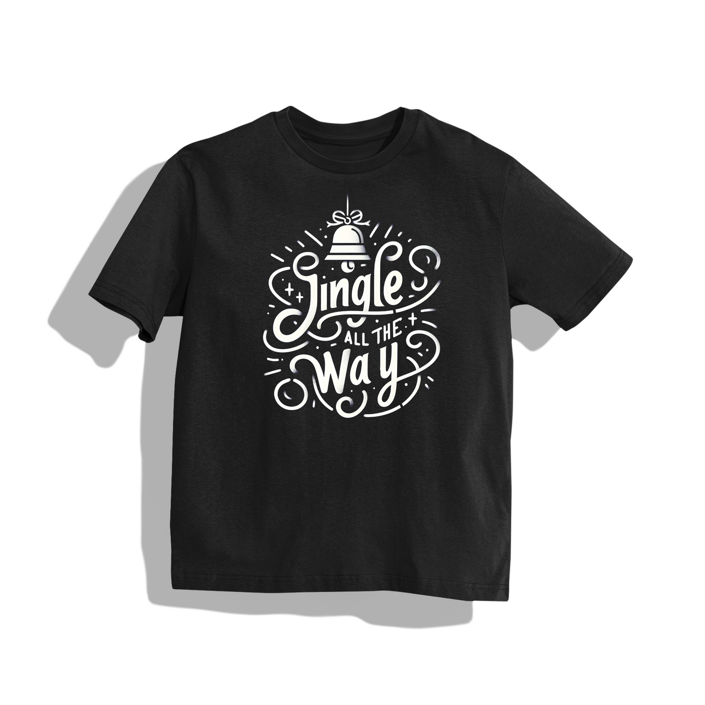jingle all the way - Round Neck Drop Shoulder Graphic Printed Oversized Cotton T-shirt christmas outfit