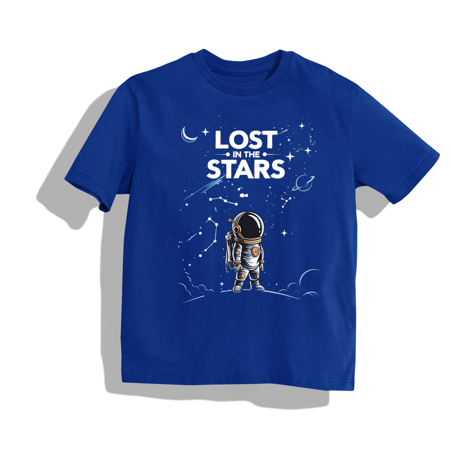 lost in the stars - Round Neck Drop Shoulder Graphic Printed Oversized Cotton T-shirt
