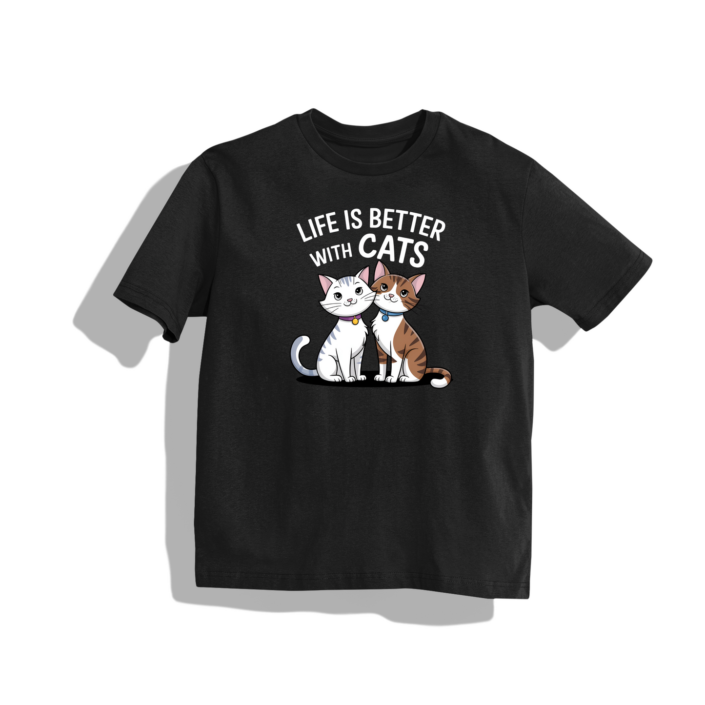 "Cat-alist" T-Shirt - Round Neck Drop Shoulder Graphic Printed Oversized Cotton T-shirt