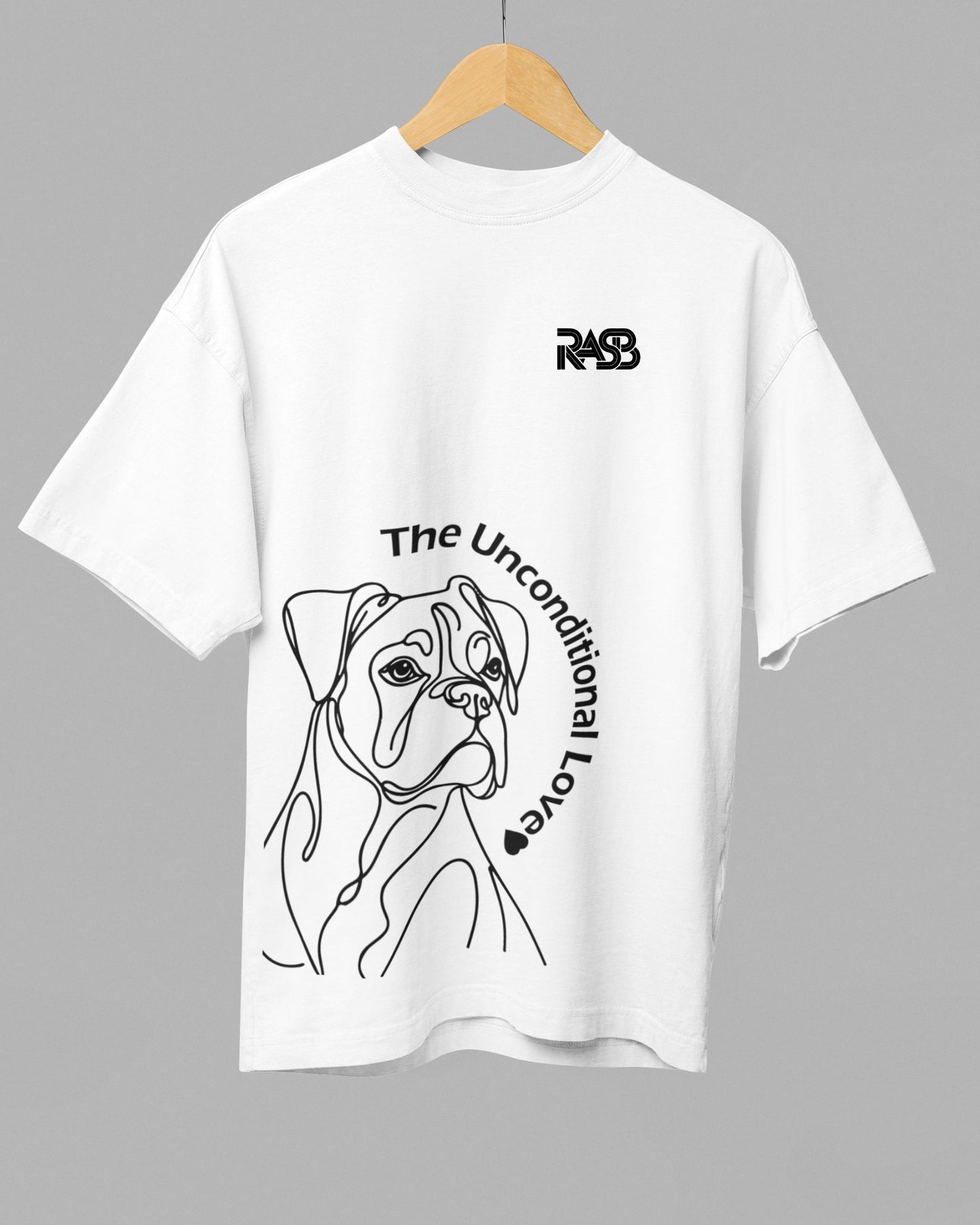 boxer canine Round Neck Drop Shoulder Graphic Printed Oversized Cotton T-shirt