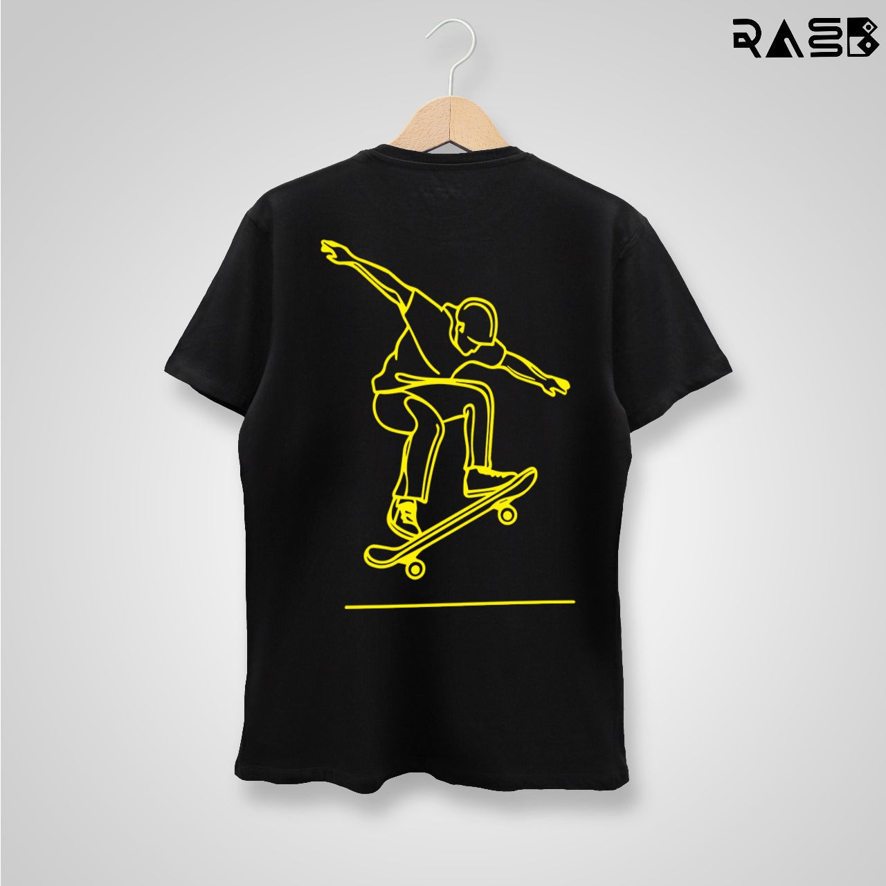 RASB’s Minimalist Skater Tee - Round Neck Drop Shoulder Graphic Printed Oversized Cotton T-shirt