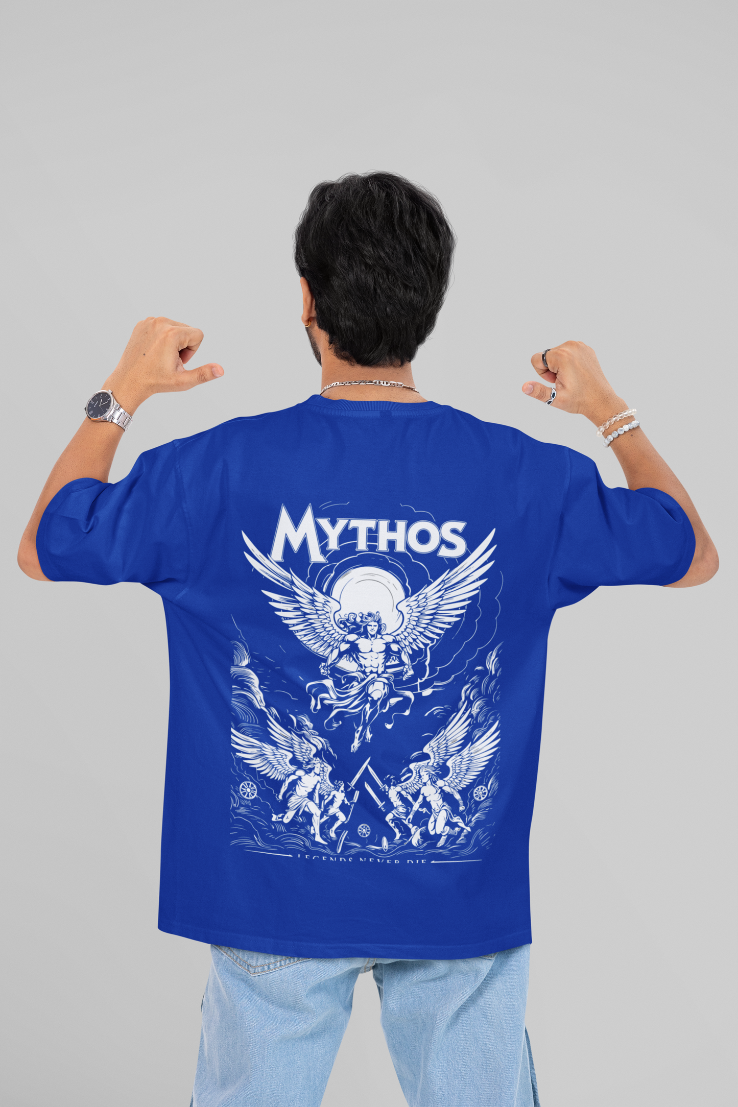 Mythos Round Neck Drop Shoulder Graphic Printed Oversized Cotton T-shirt