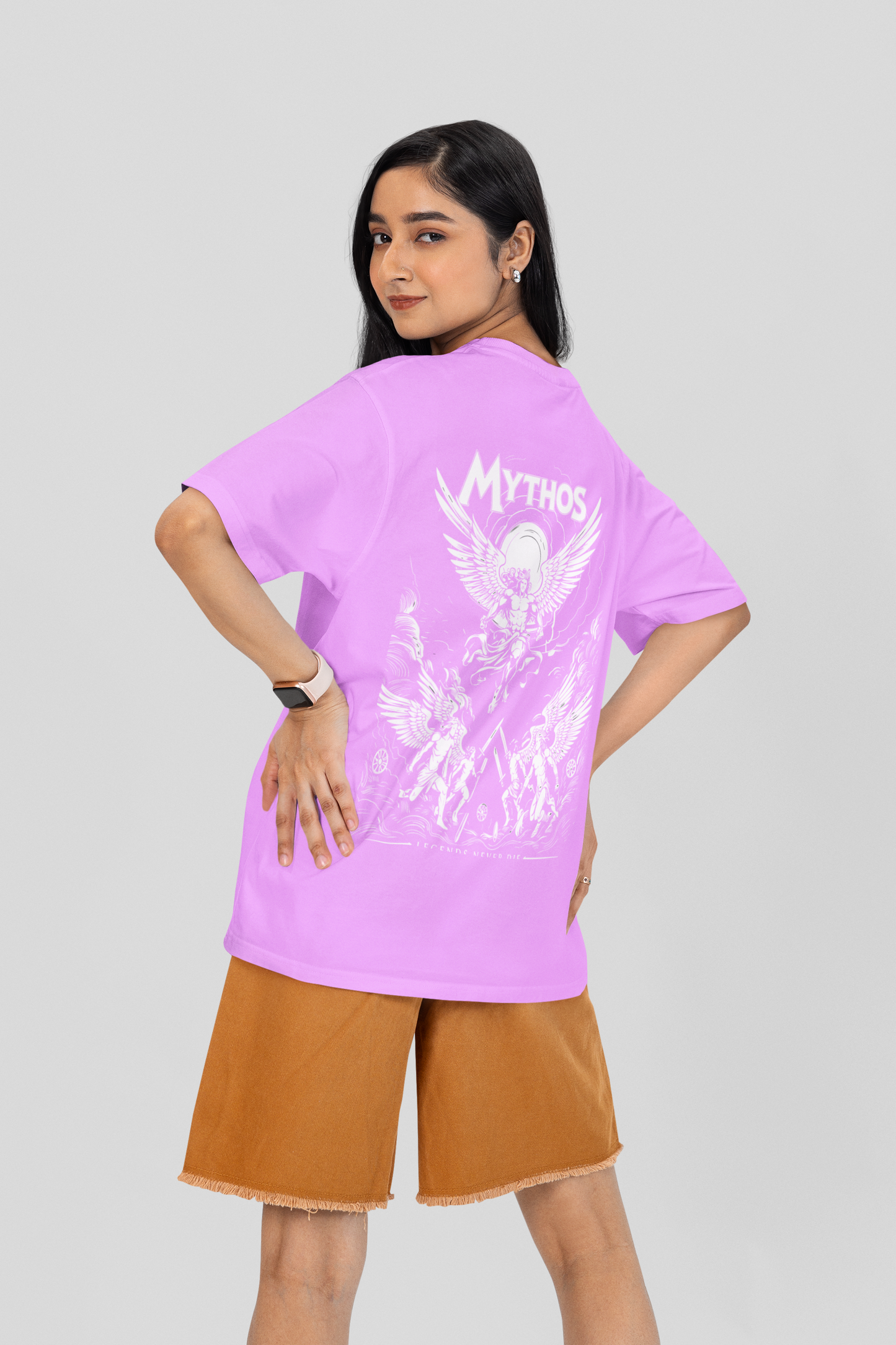 Mythos Round Neck Drop Shoulder Graphic Printed Oversized Cotton T-shirt