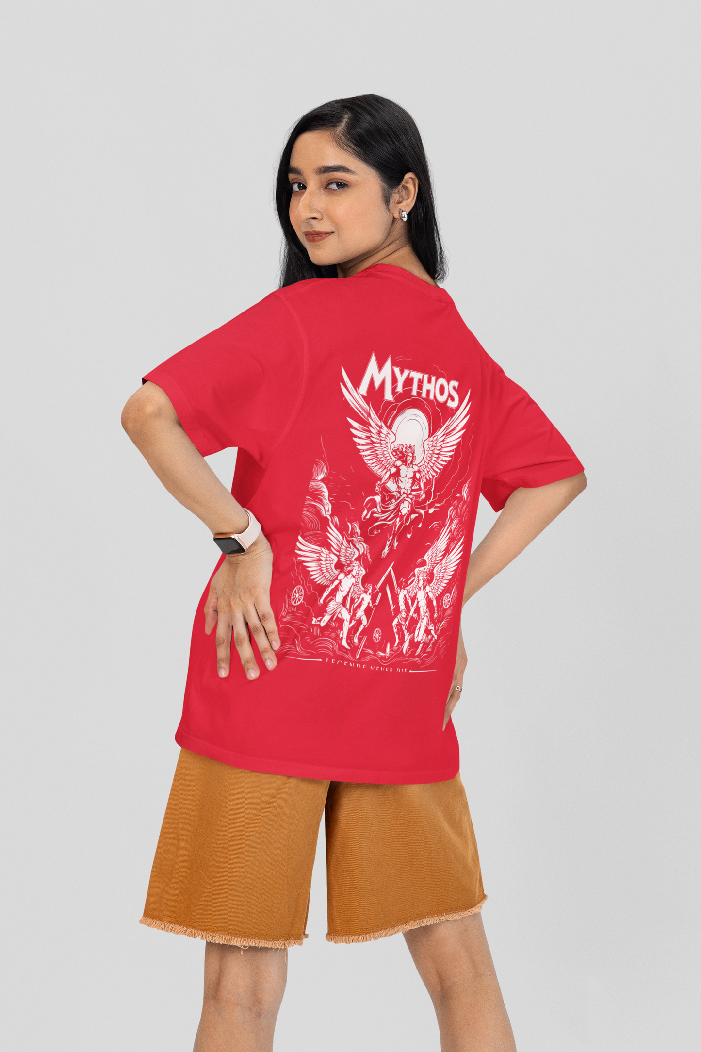 Mythos Round Neck Drop Shoulder Graphic Printed Oversized Cotton T-shirt