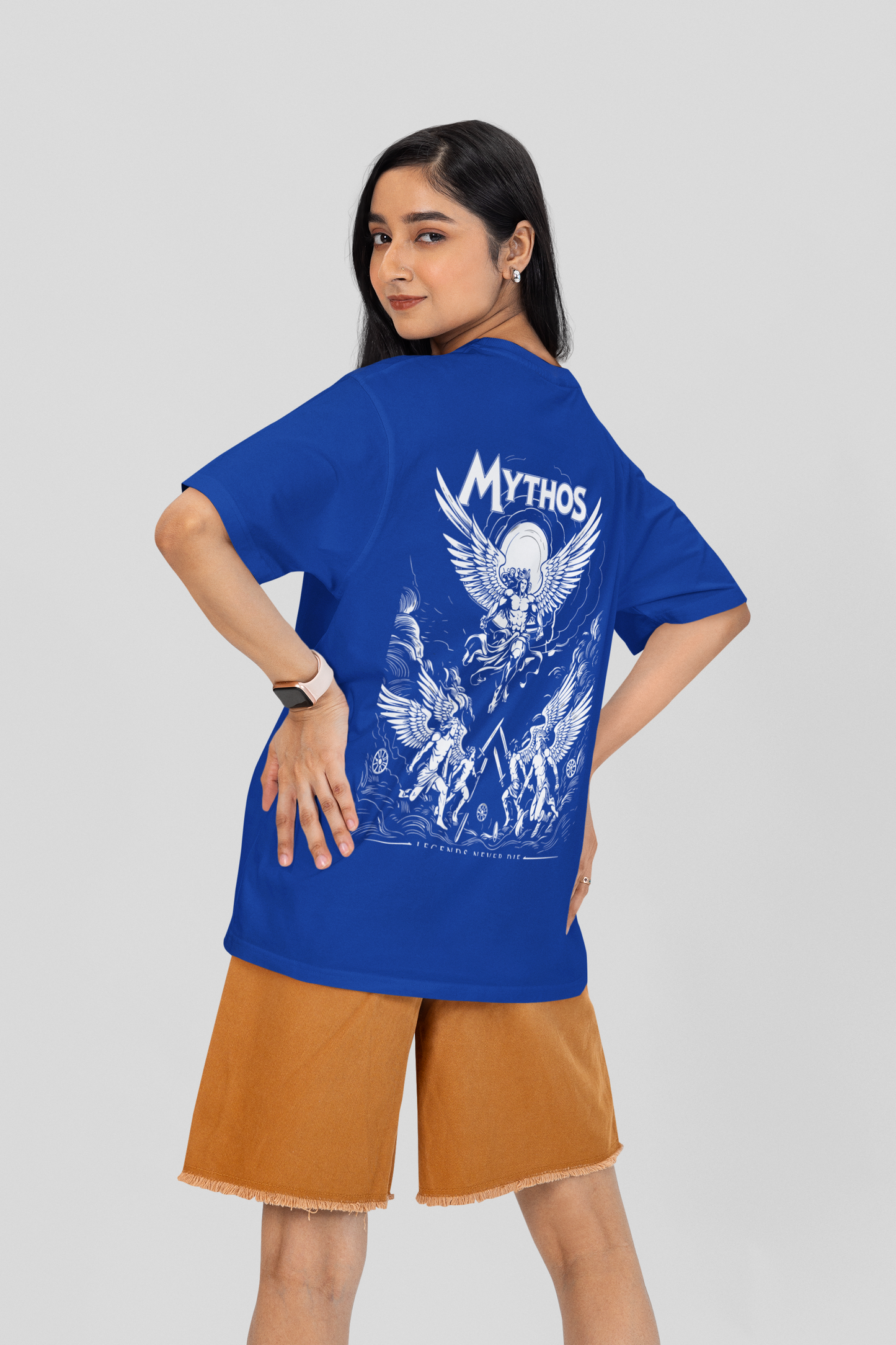 Mythos Round Neck Drop Shoulder Graphic Printed Oversized Cotton T-shirt