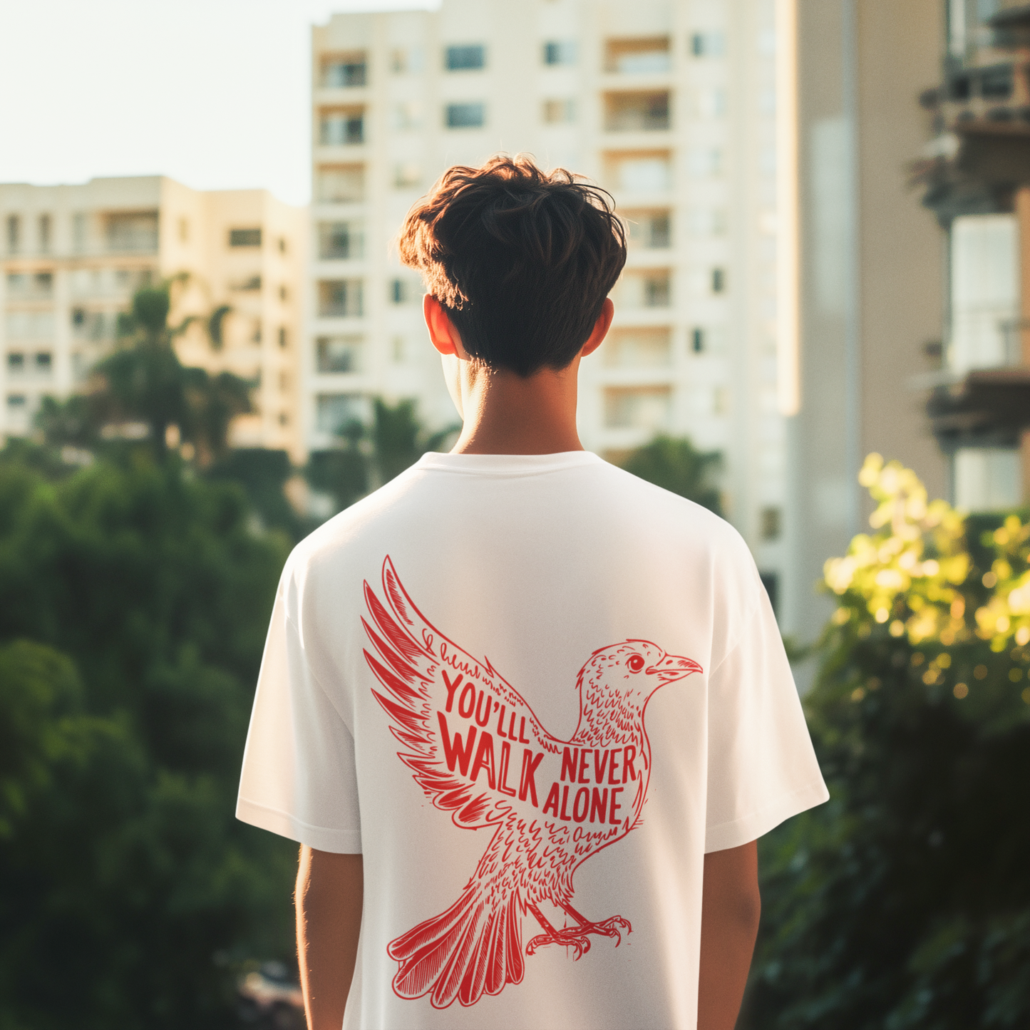 You’ll Never Walk Alone- Round Neck Drop Shoulder Graphic Printed Oversized Cotton T-shirt