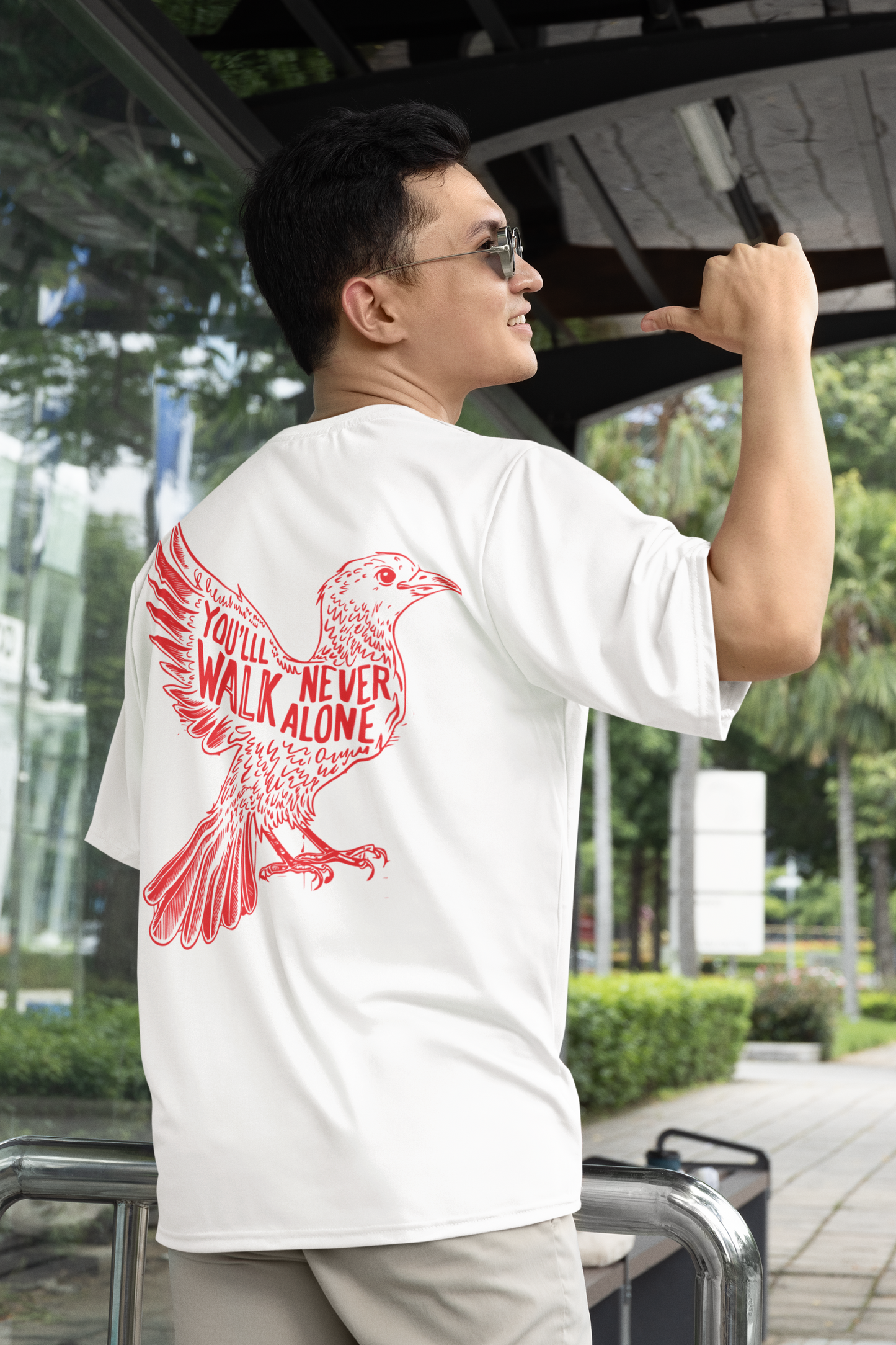 You’ll Never Walk Alone- Round Neck Drop Shoulder Graphic Printed Oversized Cotton T-shirt