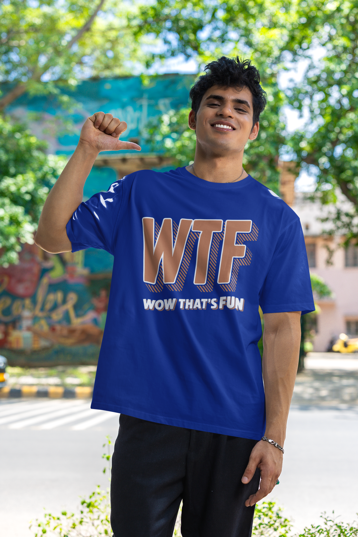 WTF | Round Neck Drop Shoulder Oversized | Cotton T-shirt