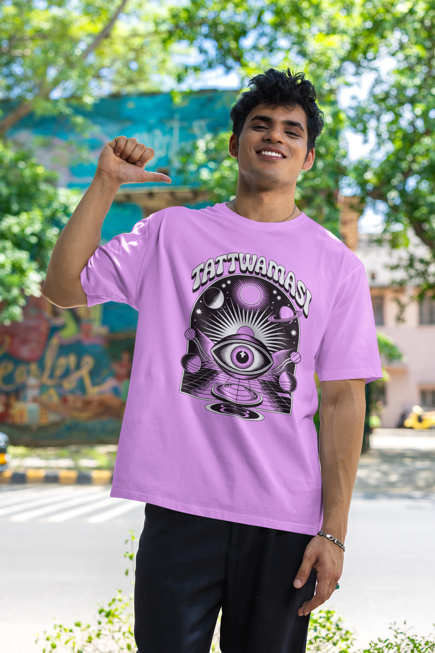 tattwamasi- MALAYALEE Round Neck Drop Shoulder Graphic Printed Oversized Cotton T-shirt