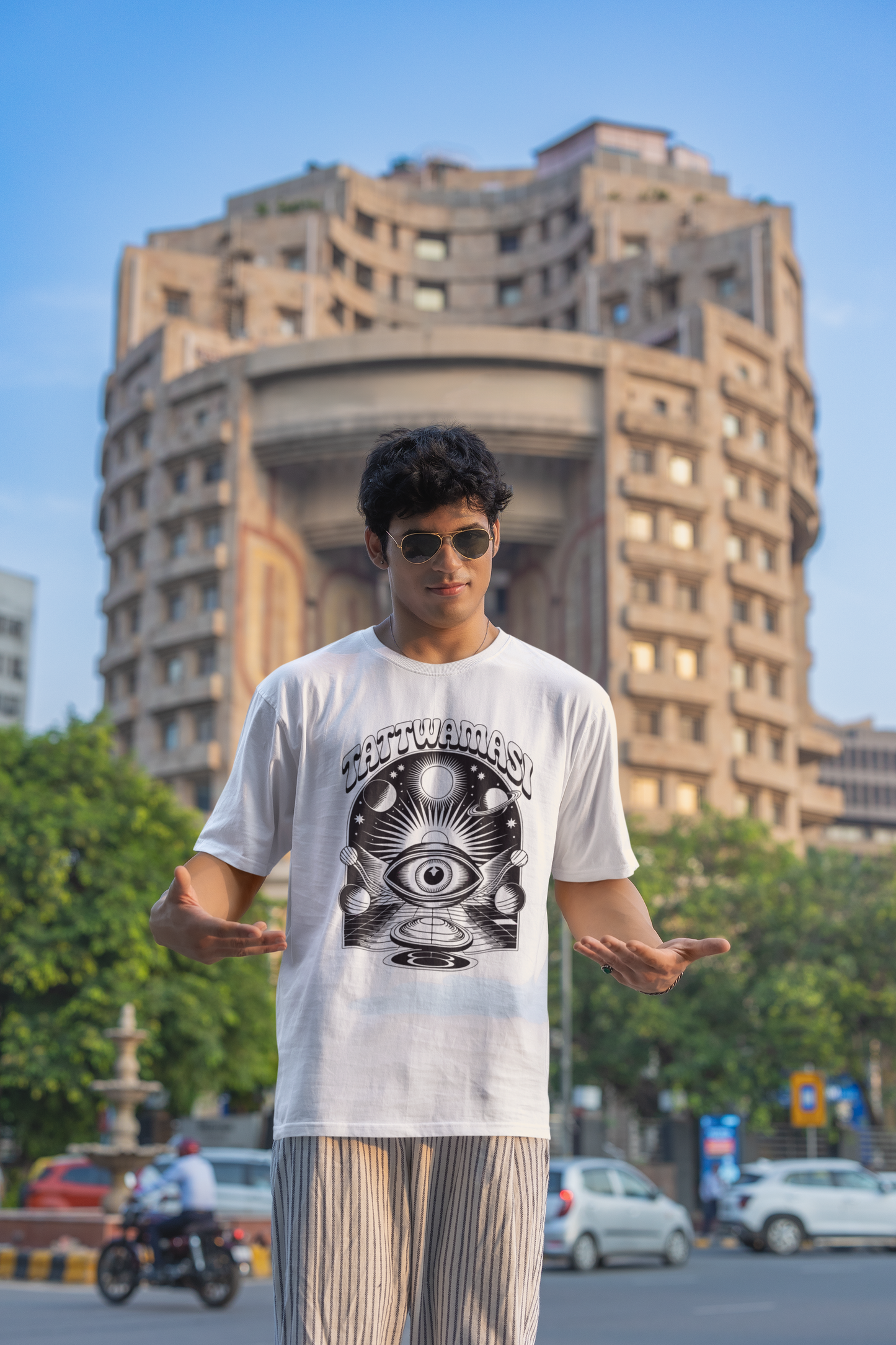 tattwamasi- MALAYALEE Round Neck Drop Shoulder Graphic Printed Oversized Cotton T-shirt