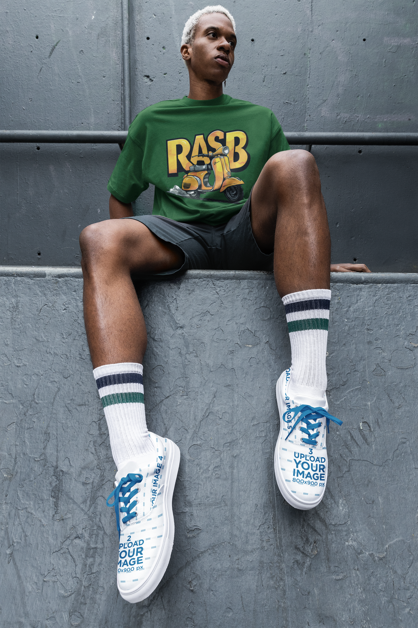 rasb retro vespa – Round Neck Drop Shoulder Graphic Printed Oversized Cotton T-shirt