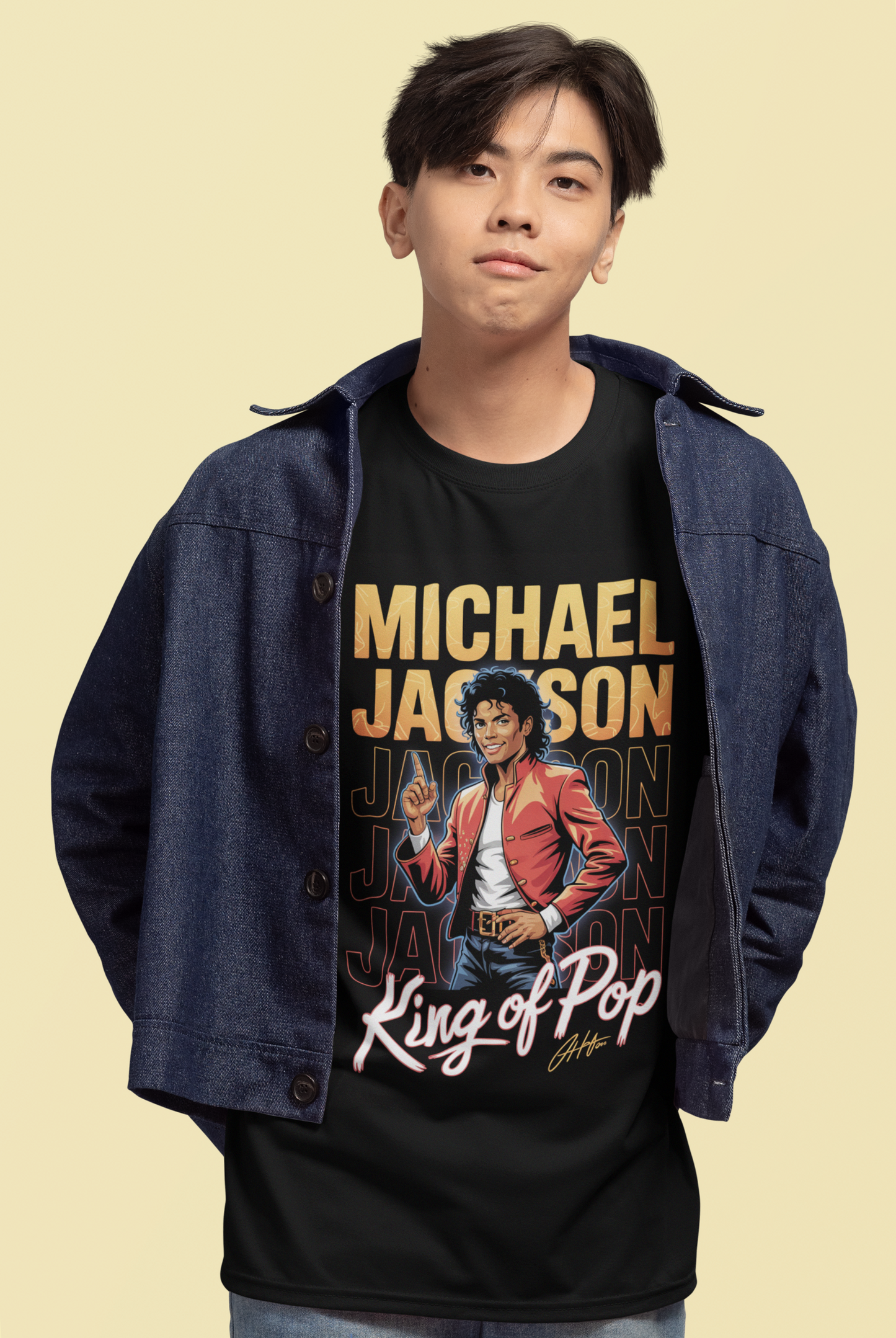 michael jackson- Round Neck Drop Shoulder Graphic Printed Oversized Cotton T-shirt