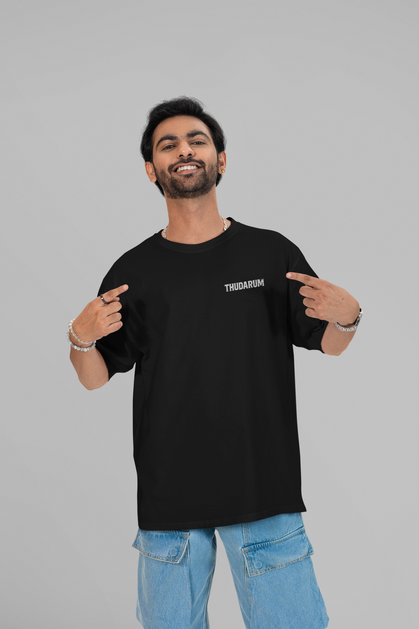 Thudarum movie Round Neck Drop Shoulder Graphic Printed Oversized Cotton T-shirt