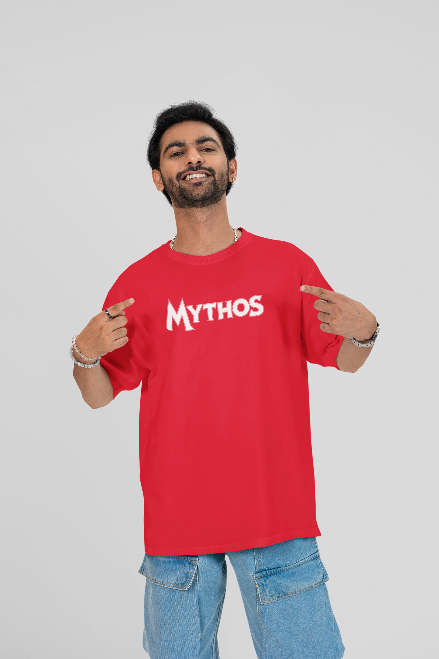 Mythos Round Neck Drop Shoulder Graphic Printed Oversized Cotton T-shirt