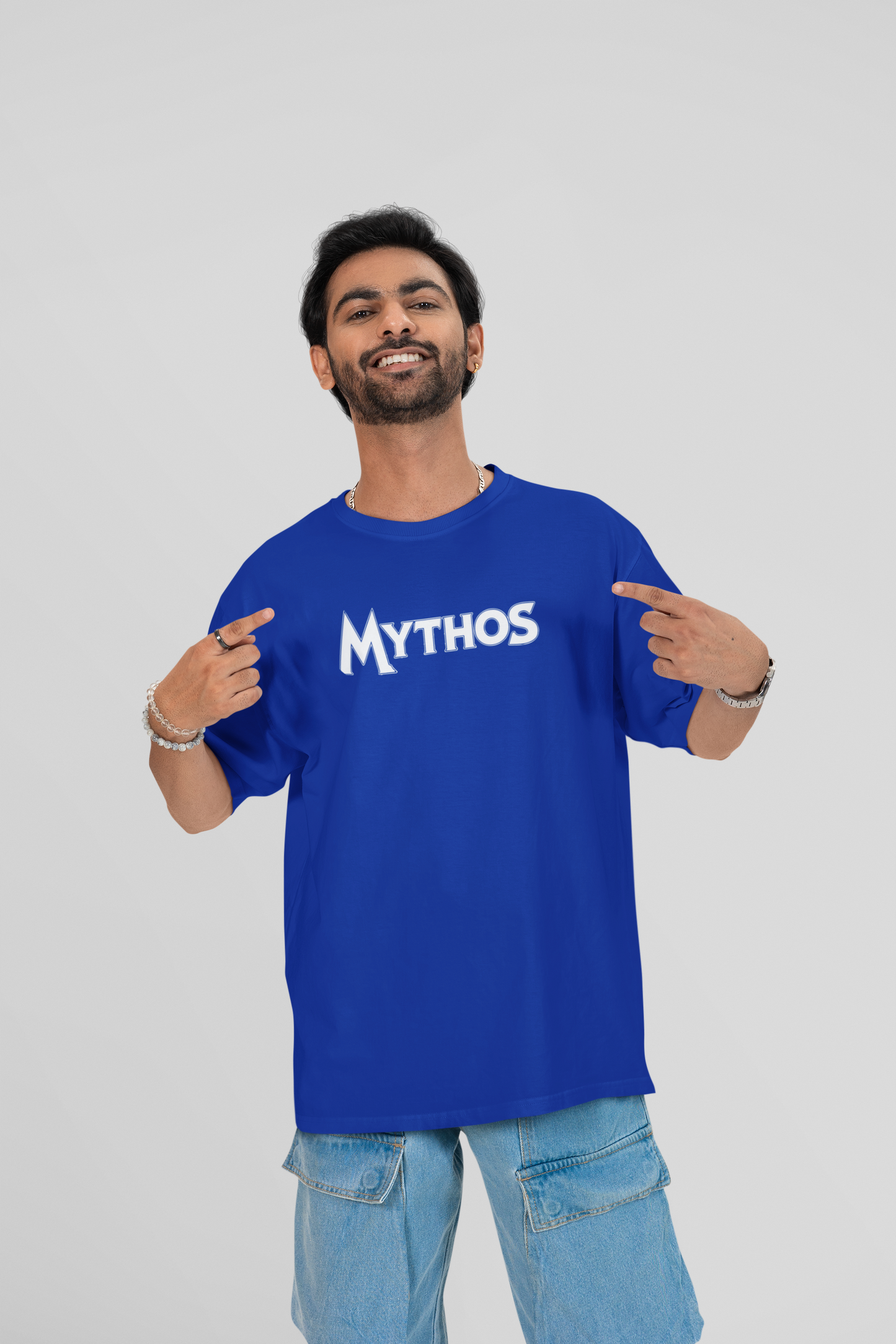 Mythos Round Neck Drop Shoulder Graphic Printed Oversized Cotton T-shirt