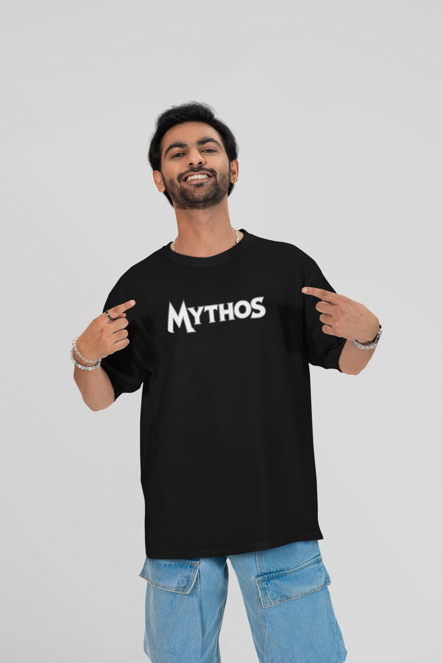 Mythos Round Neck Drop Shoulder Graphic Printed Oversized Cotton T-shirt