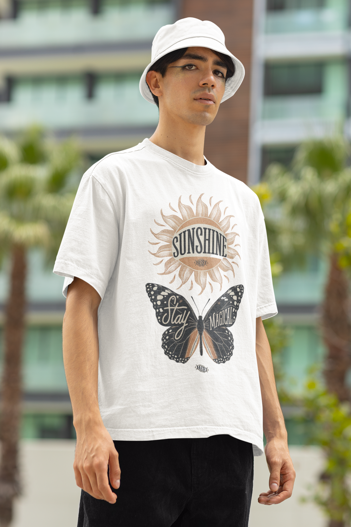 you are my sunshine- Round Neck Drop Shoulder Graphic Printed Oversized Cotton T-shirt