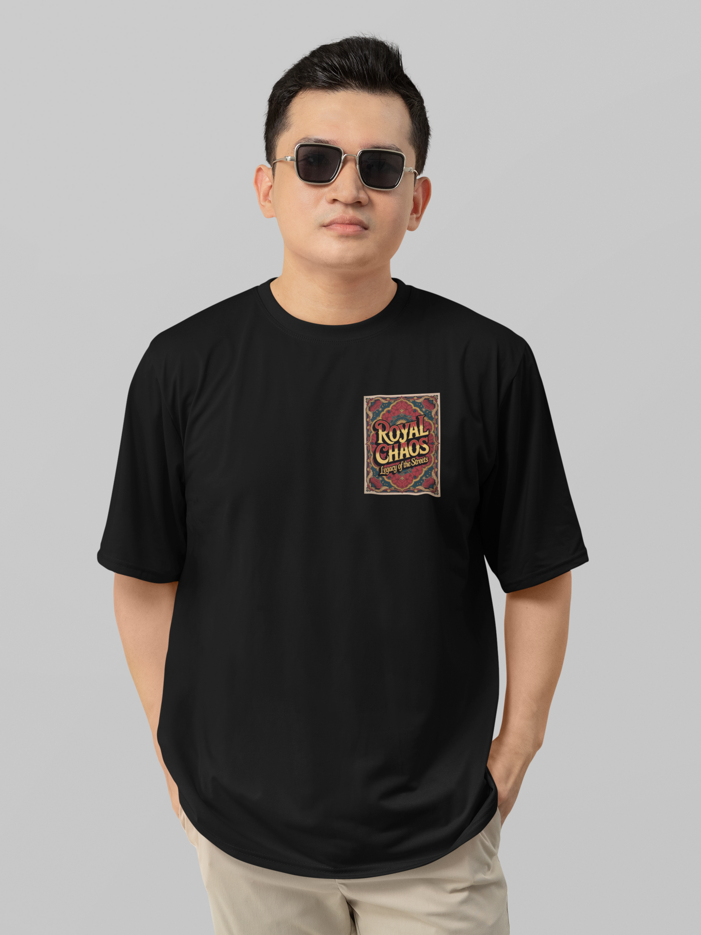 Royal chaos - Round Neck Drop Shoulder Graphic Printed Oversized Cotton T-shirt