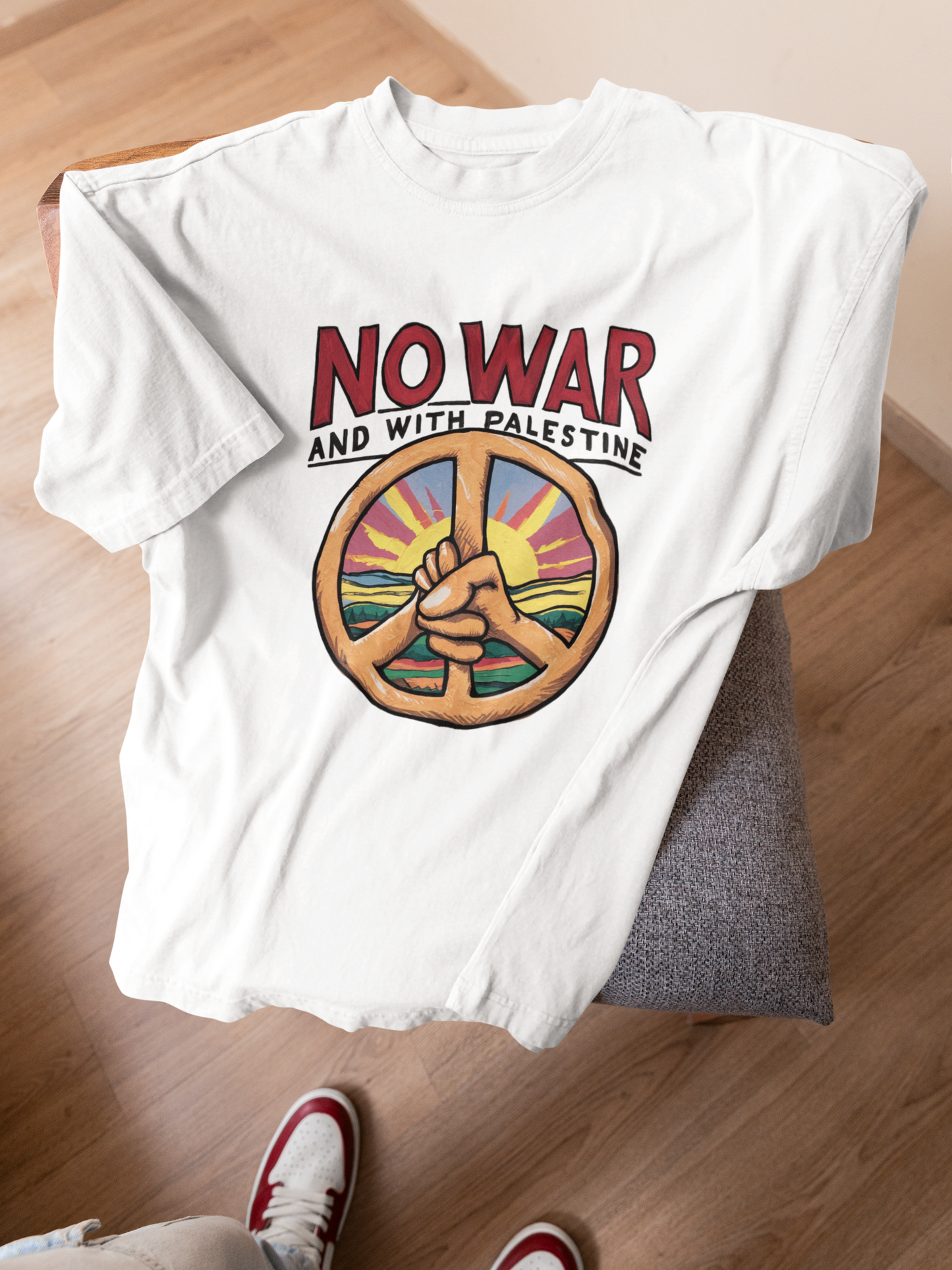 NO WAR- Round Neck Drop Shoulder Graphic Printed Oversized Cotton T-shirt