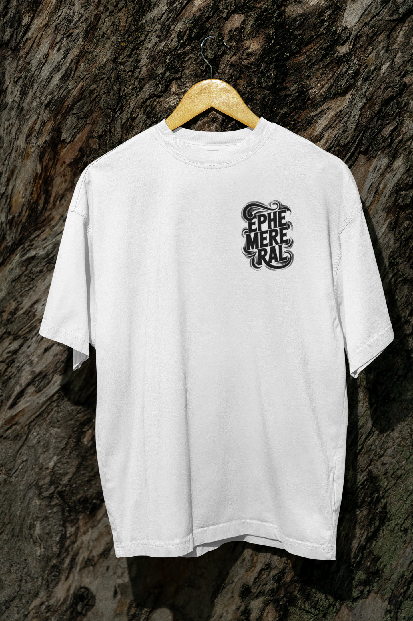 Ephemeral- Round Neck Drop Shoulder Graphic Printed Oversized Cotton T-shirt