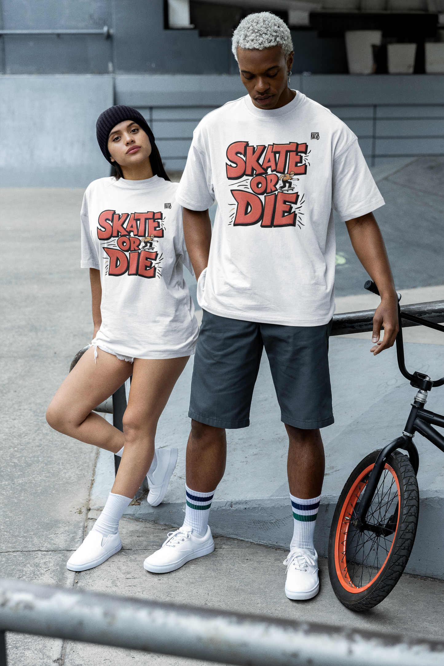 skate or die Tee – Round Neck Drop Shoulder Graphic Printed Oversized Cotton T-shirt