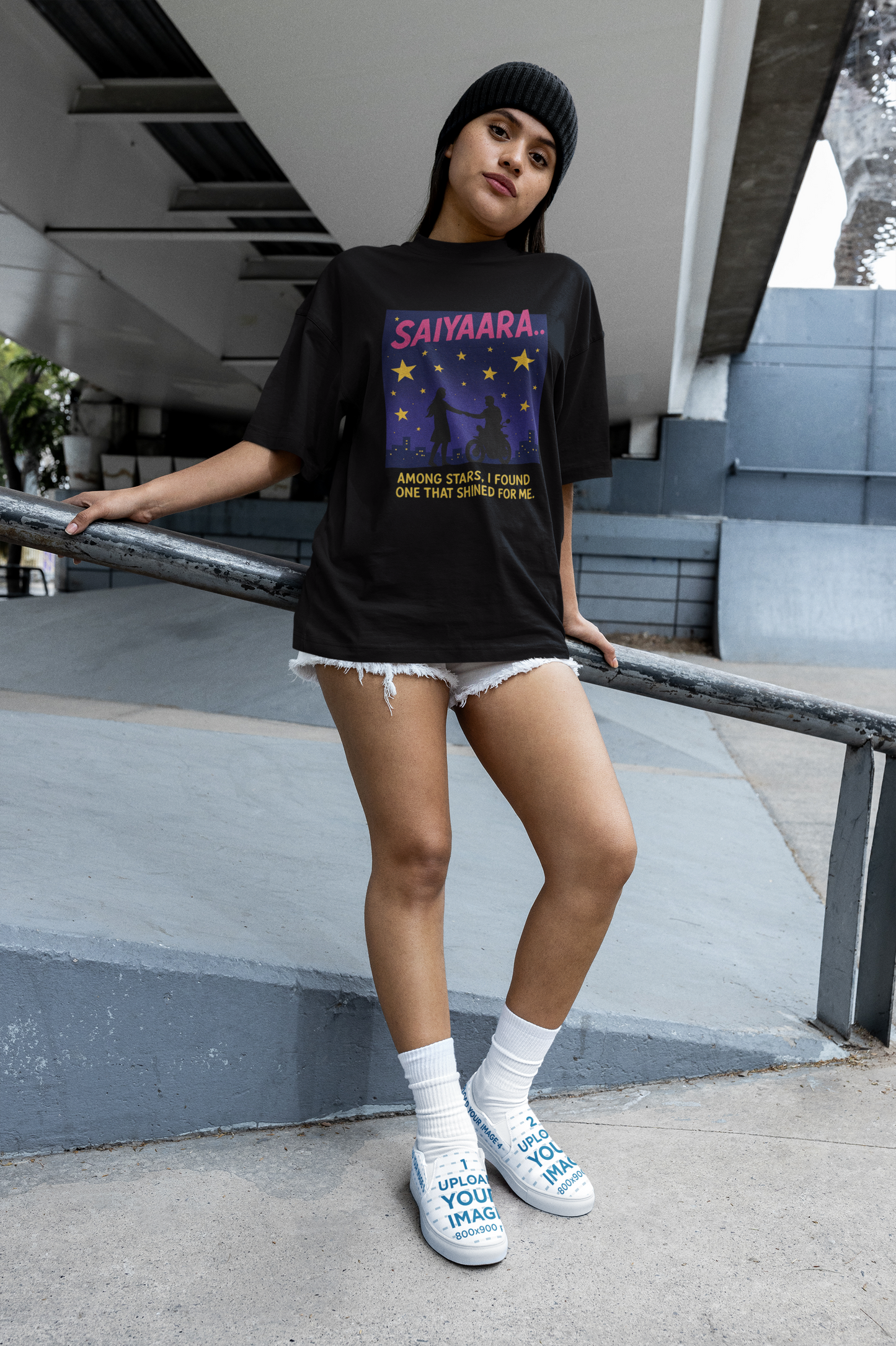The Saiyaara hindi Movie Inspired Round Neck Drop Shoulder Graphic Printed Oversized Cotton T-shirt