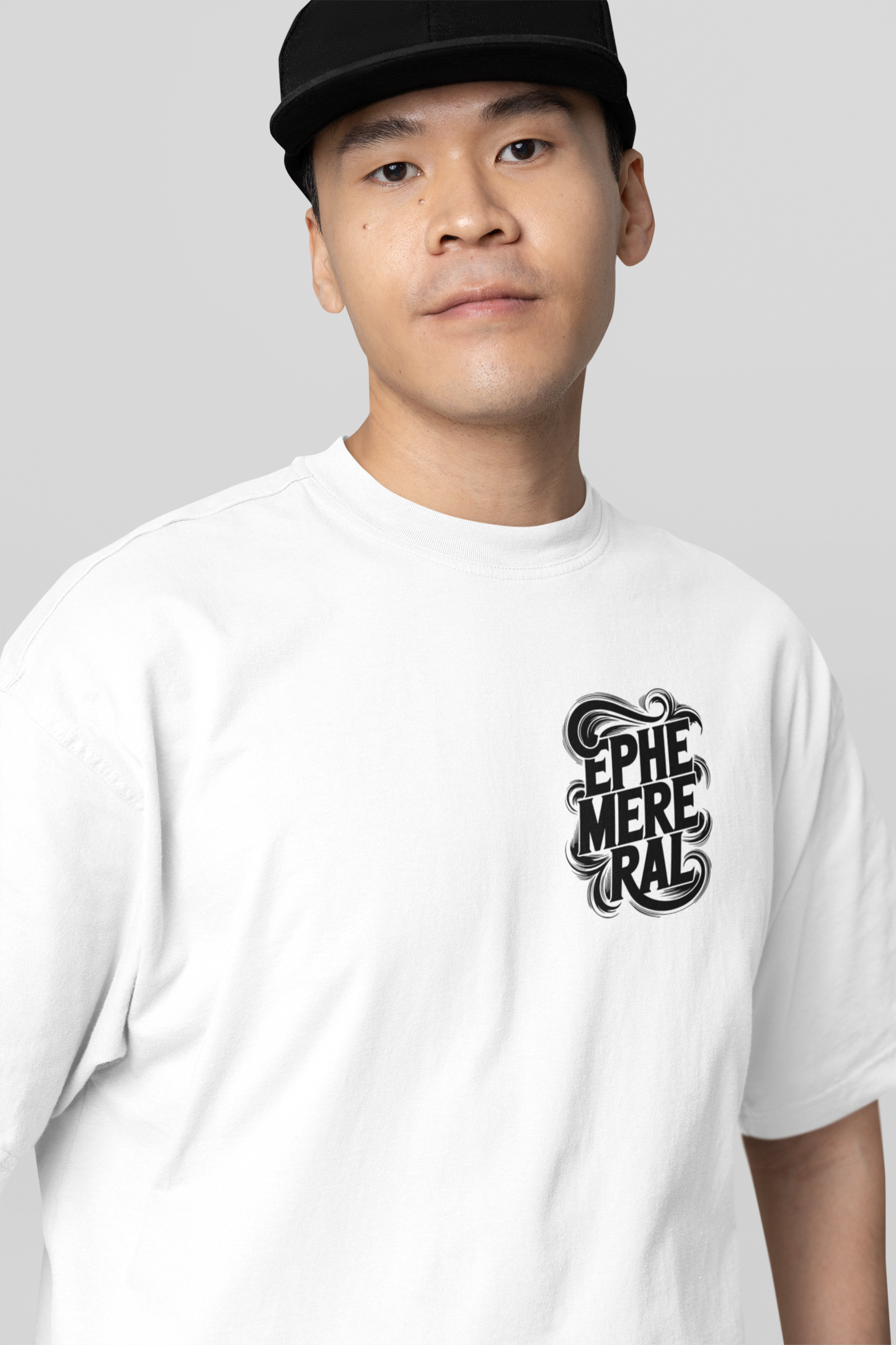 Ephemeral- Round Neck Drop Shoulder Graphic Printed Oversized Cotton T-shirt