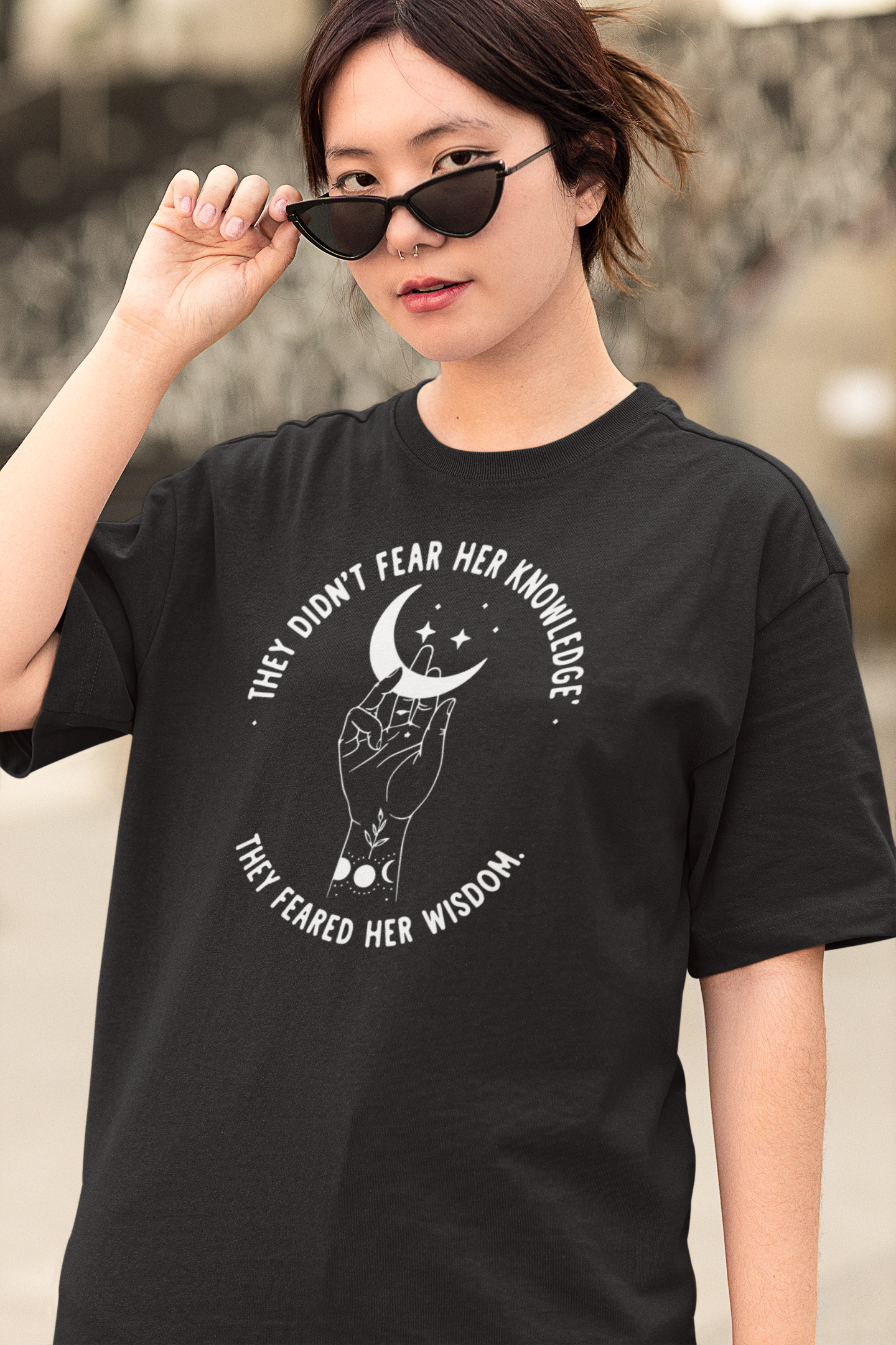 WISDOM- Round Neck Drop Shoulder Graphic Printed Oversized Cotton T-shirt