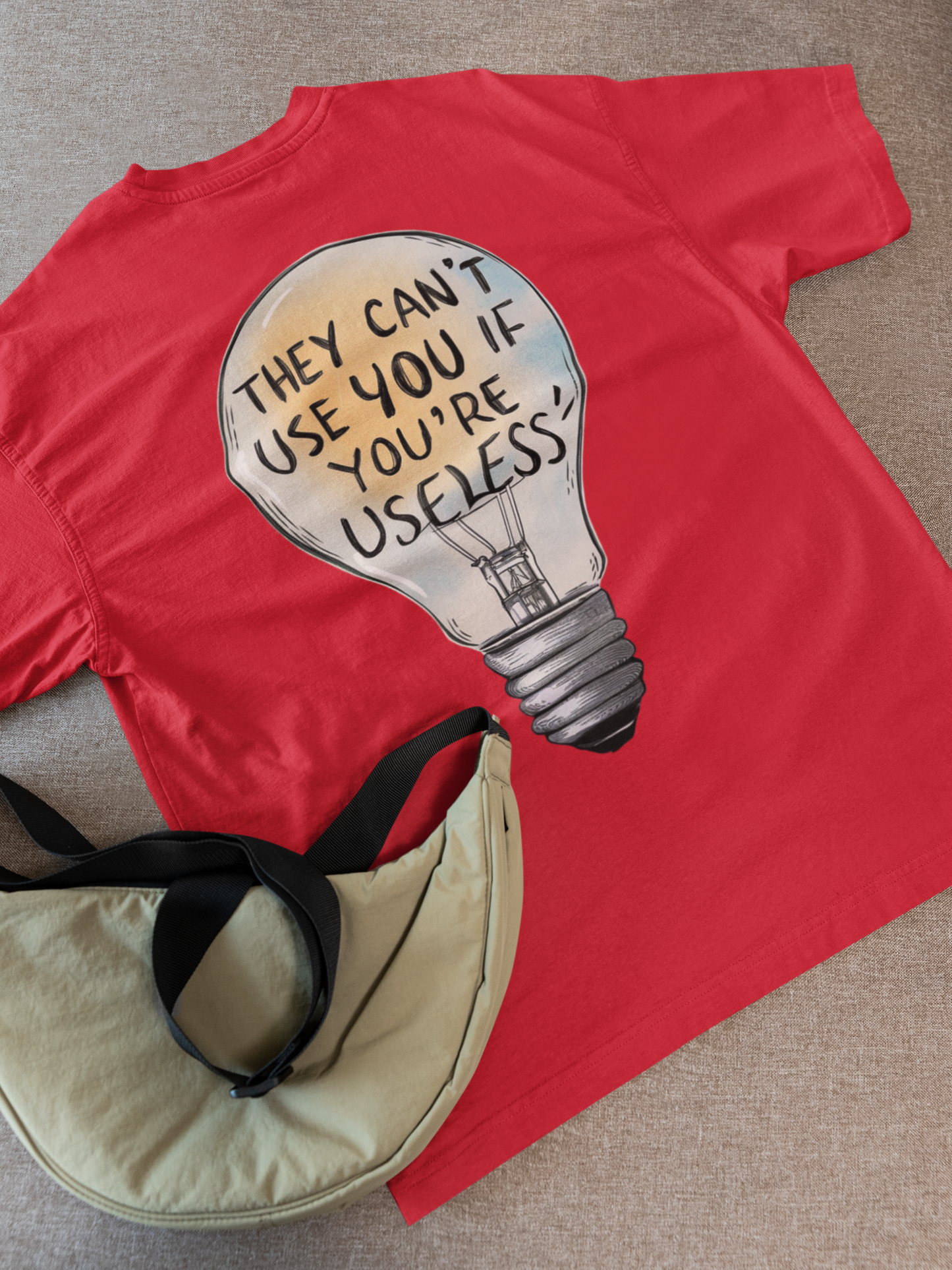 no one can use you- Round Neck Drop Shoulder Graphic Printed Oversized Cotton T-shirt