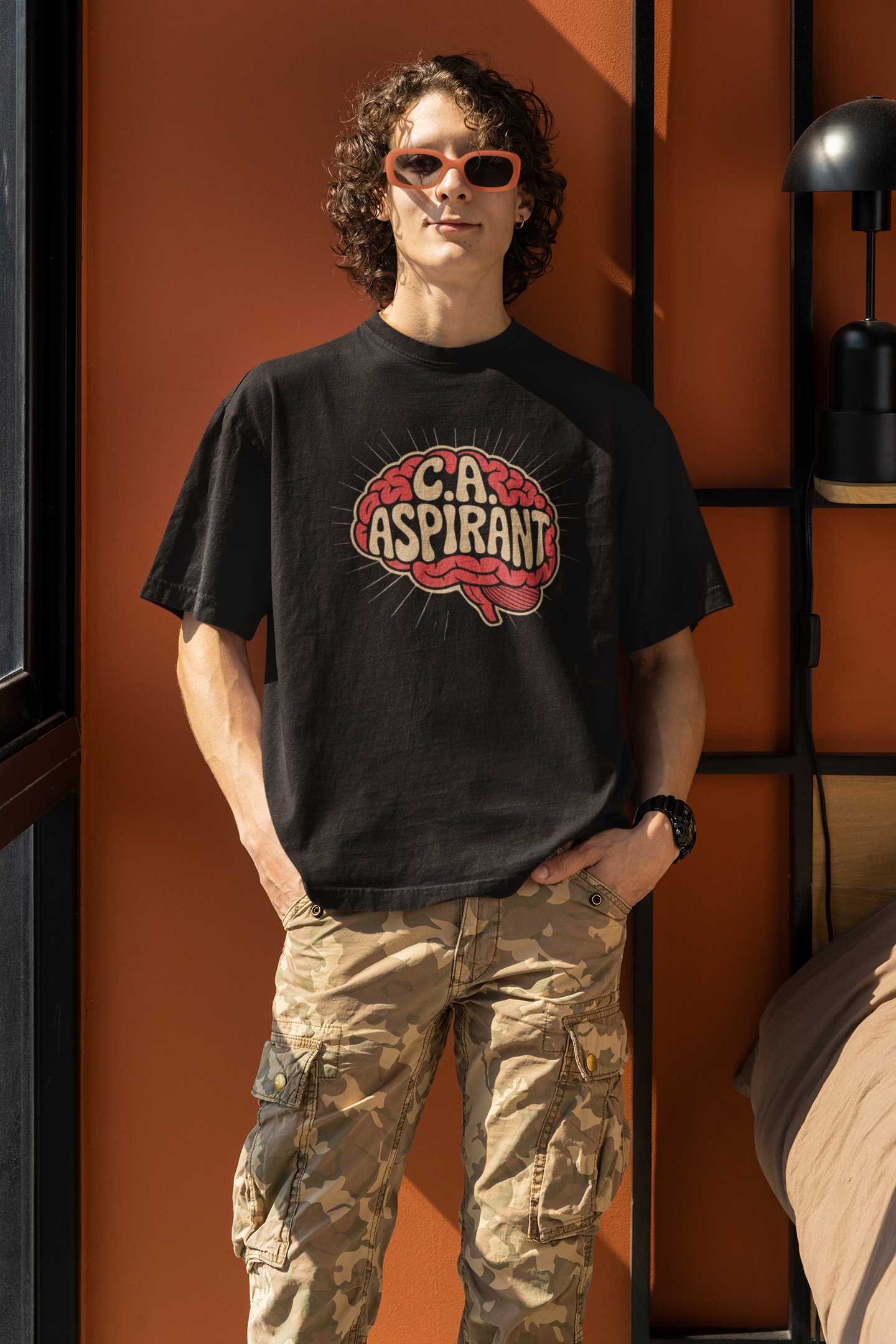 CA Aspirant – Mind on the Mission - Round Neck Drop Shoulder Graphic Printed Oversized Cotton T-shirt