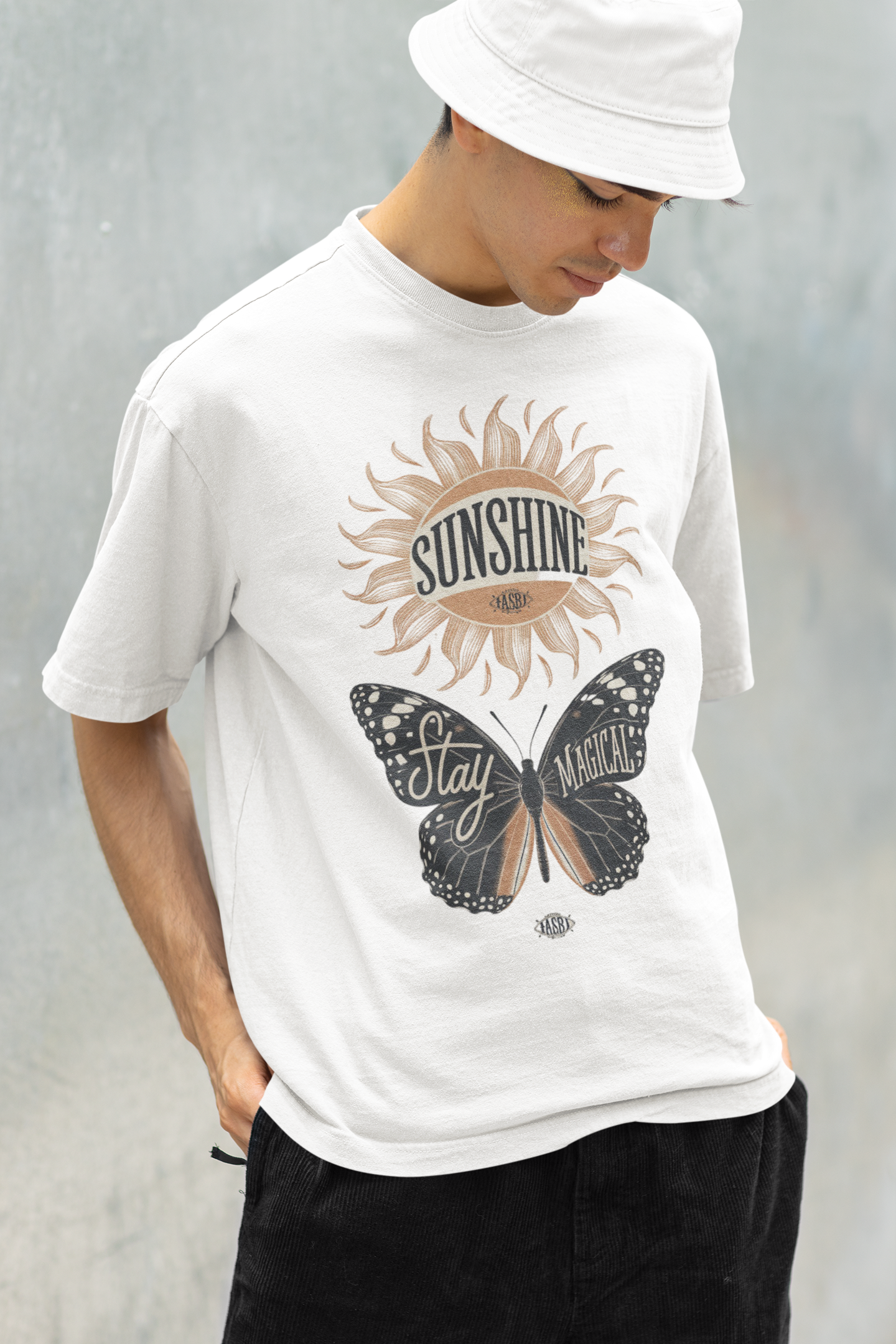 you are my sunshine- Round Neck Drop Shoulder Graphic Printed Oversized Cotton T-shirt