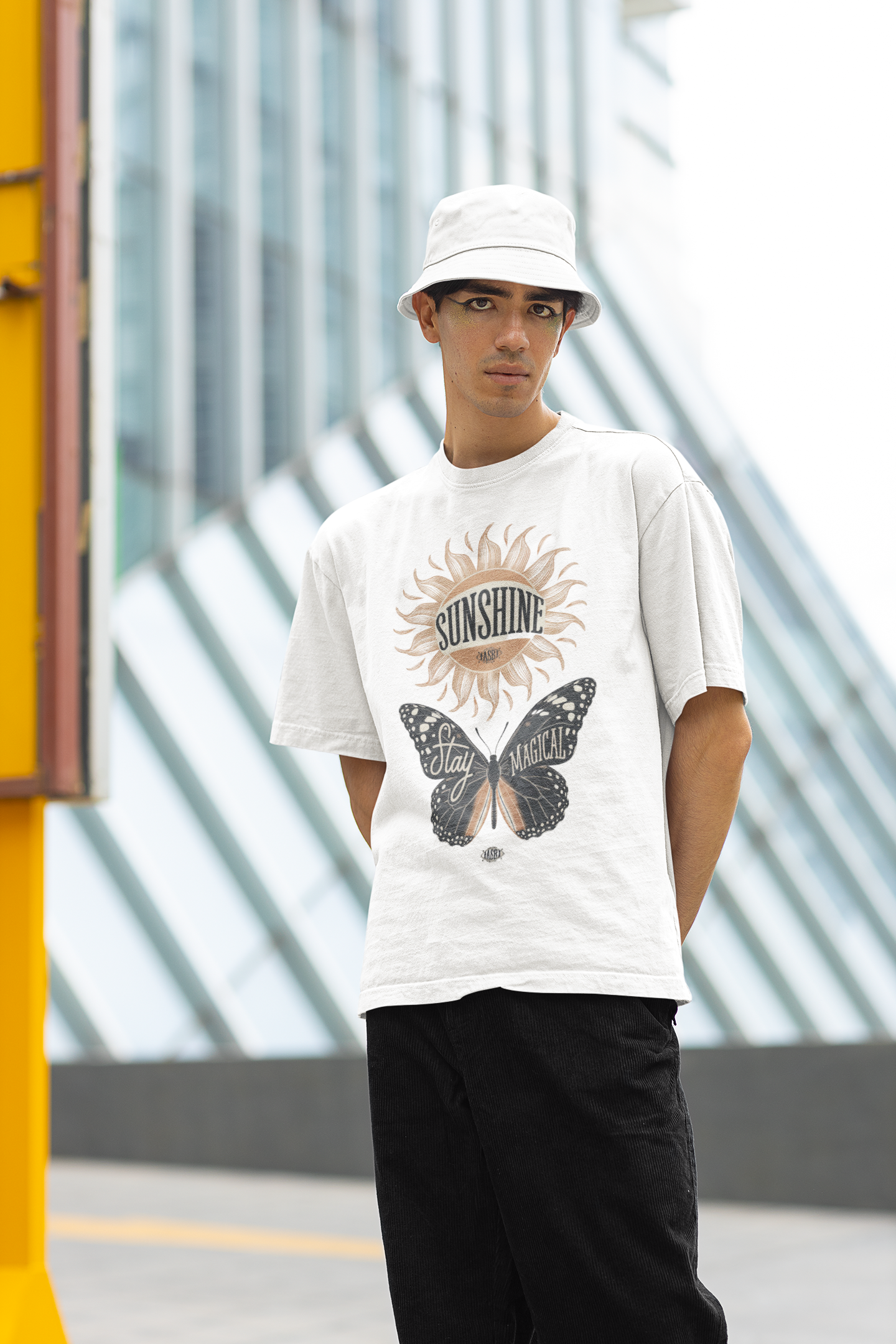 you are my sunshine- Round Neck Drop Shoulder Graphic Printed Oversized Cotton T-shirt
