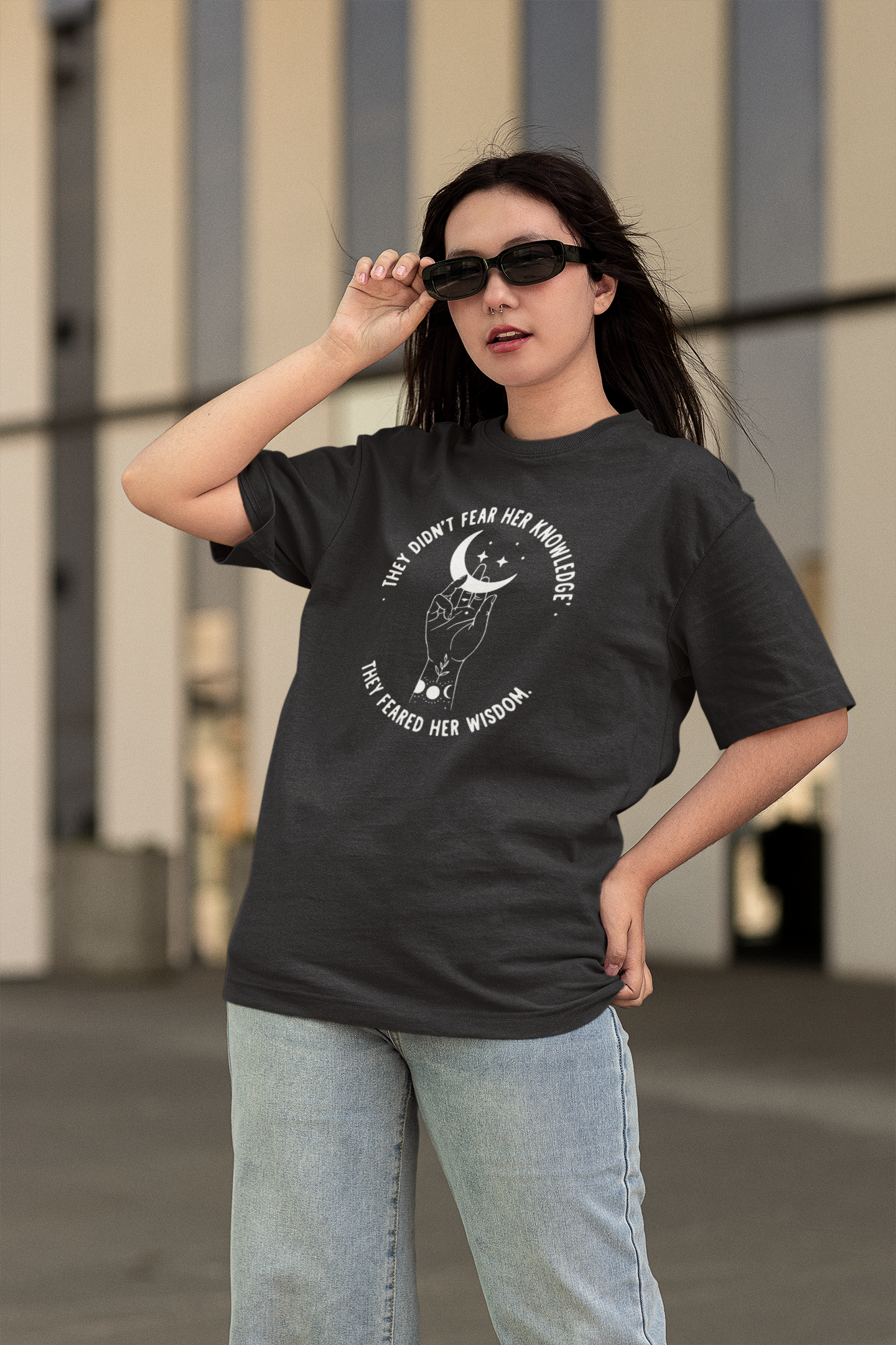 WISDOM- Round Neck Drop Shoulder Graphic Printed Oversized Cotton T-shirt