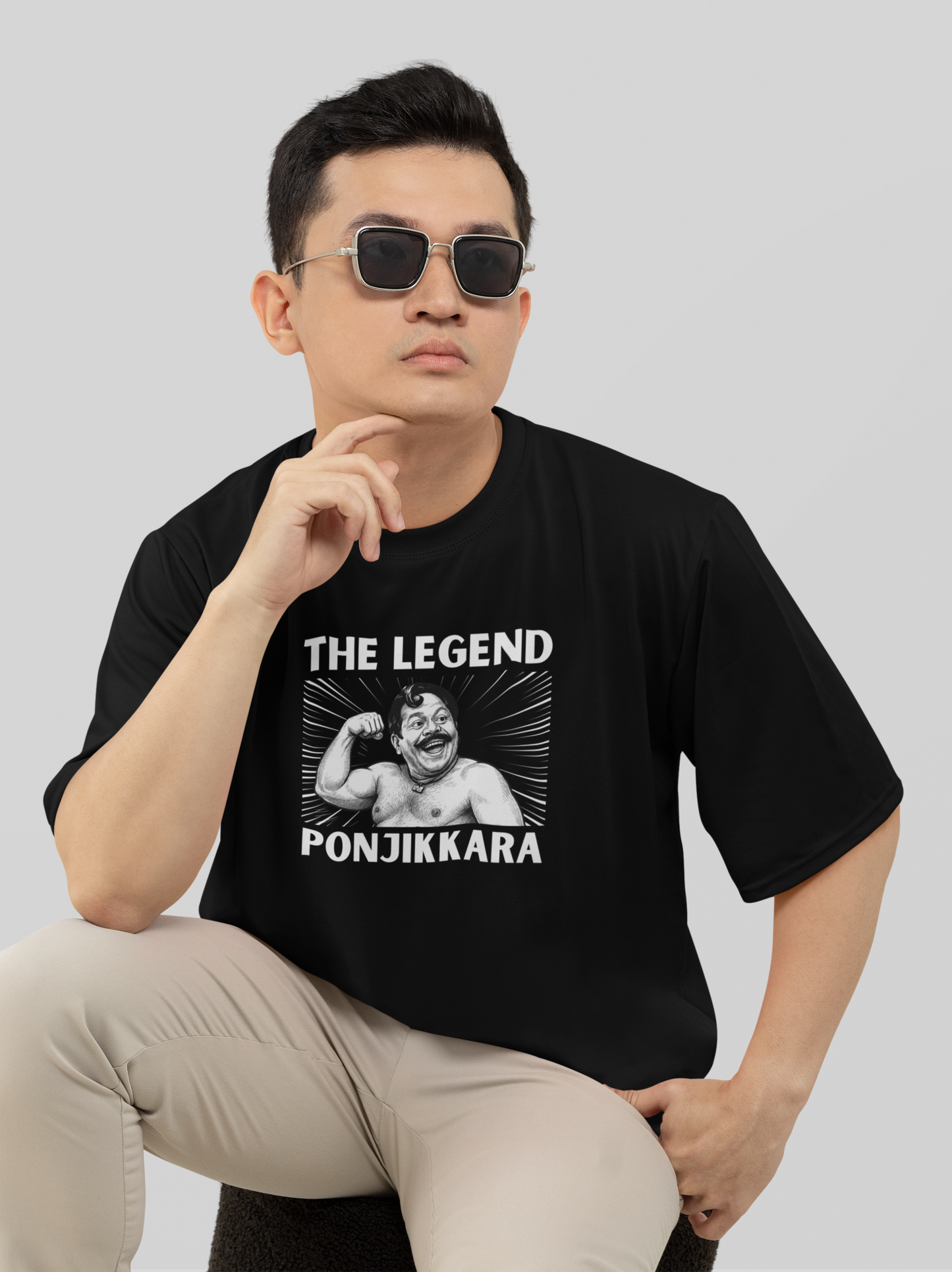 Mr.PONJIKKARA Kalyanaraman malayalam Movie Inspired Round Neck Drop Shoulder Graphic Printed Oversized Cotton T-shirt
