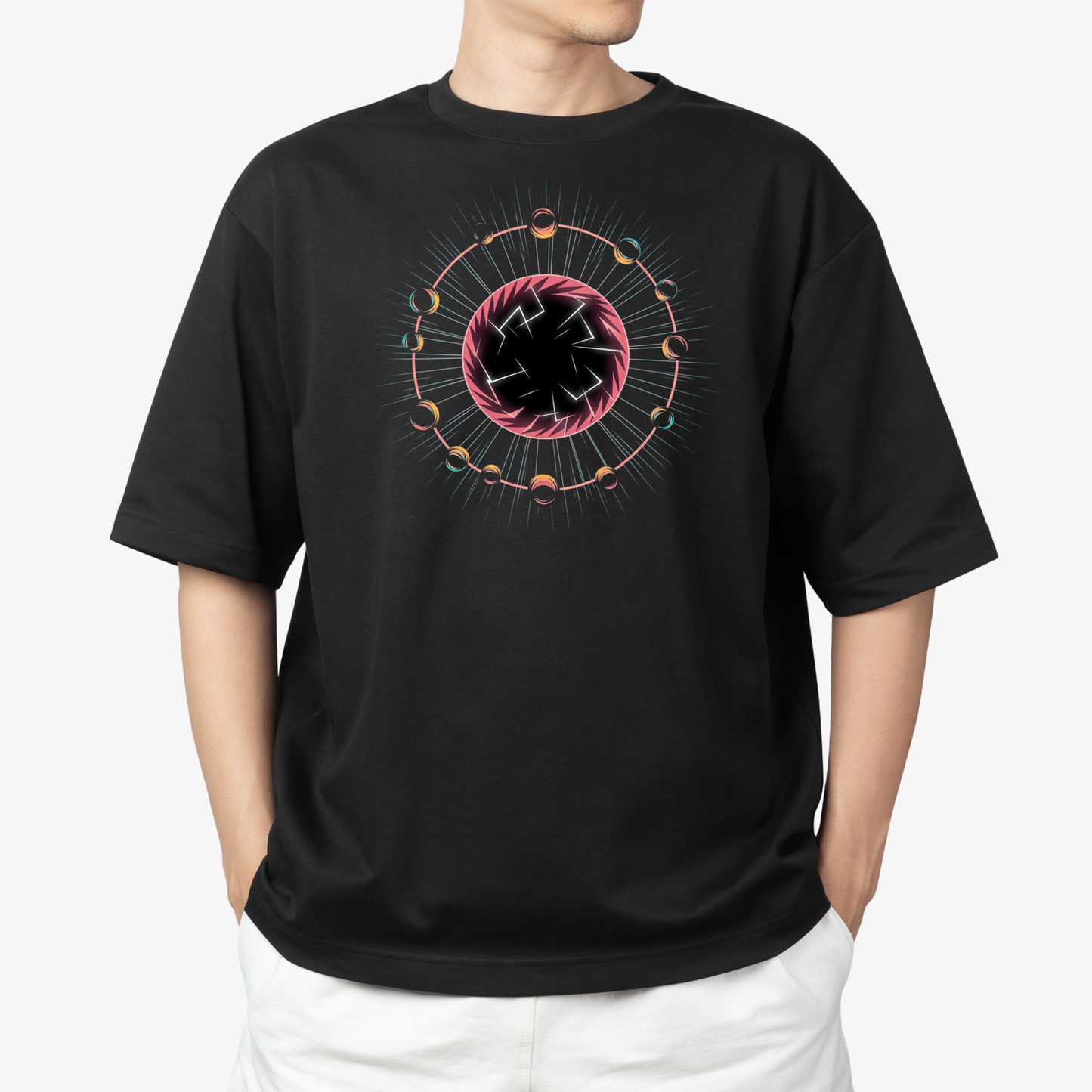 portel T-Shirt - Round Neck Drop Shoulder Graphic Printed Oversized Cotton T-shirt