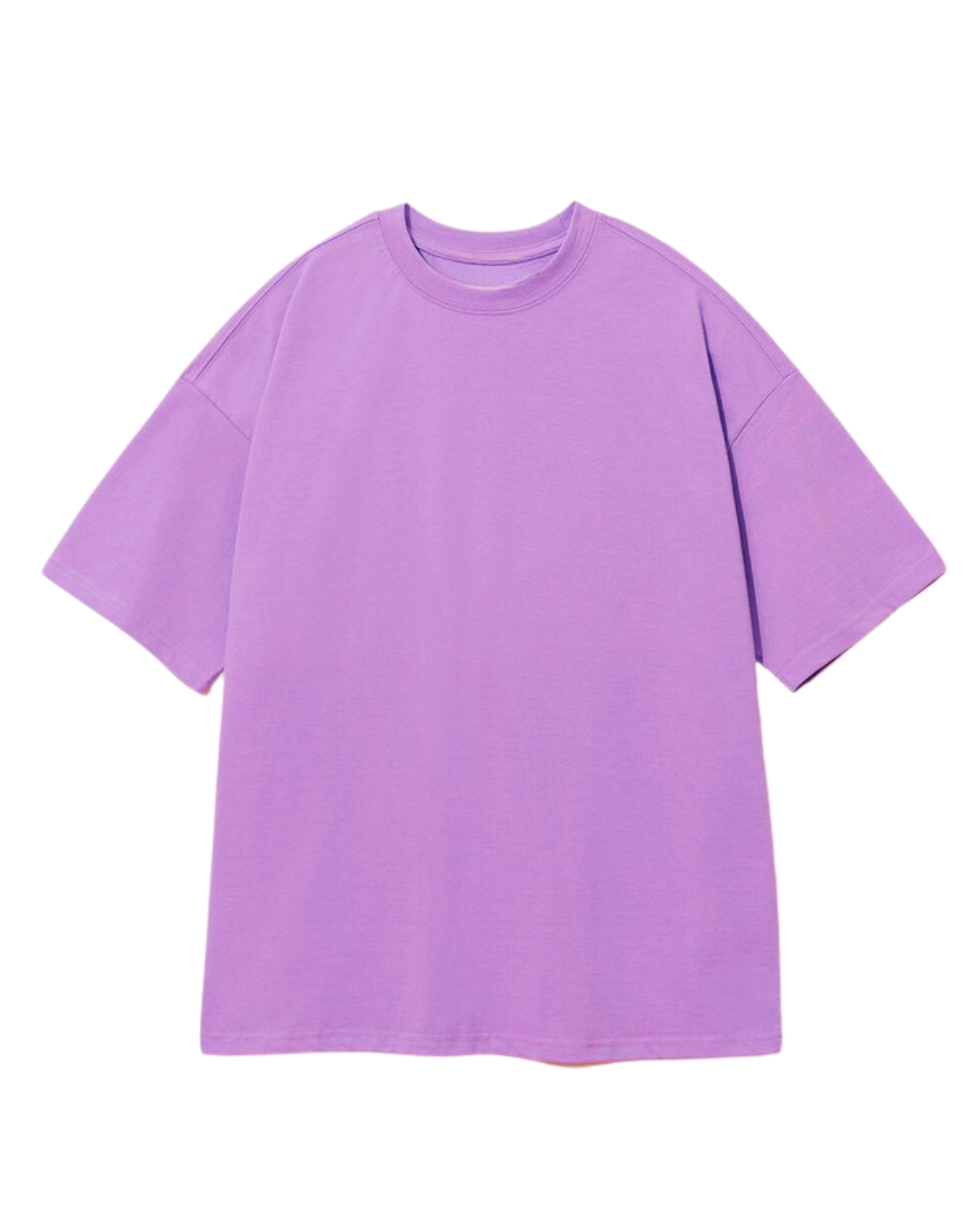 Lavender plain T-Shirt - Round Neck Drop Shoulder Graphic Printed Oversized Cotton T-shirt