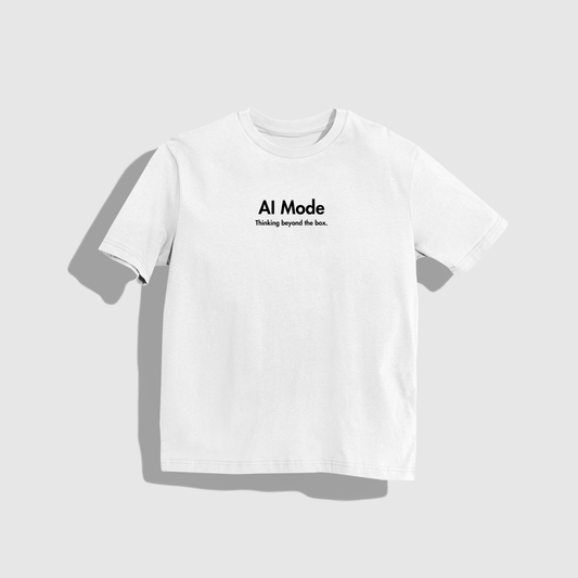 AI MODE T-Shirt - Round Neck Drop Shoulder Graphic Printed Oversized Cotton T-shirt