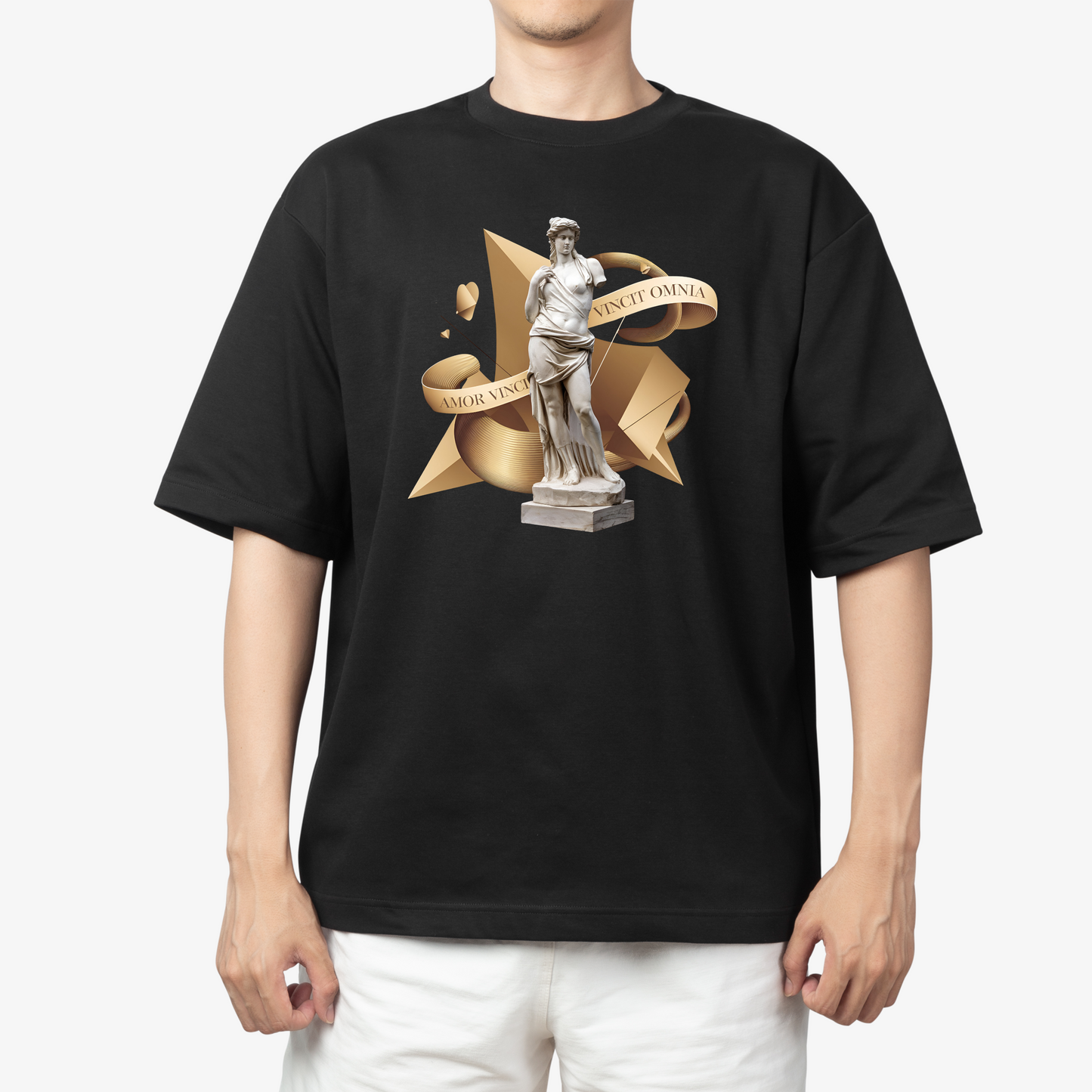 rasb amor vinci- T-Shirt - Round Neck Drop Shoulder Graphic Printed Oversized Cotton T-shirt (Copy)