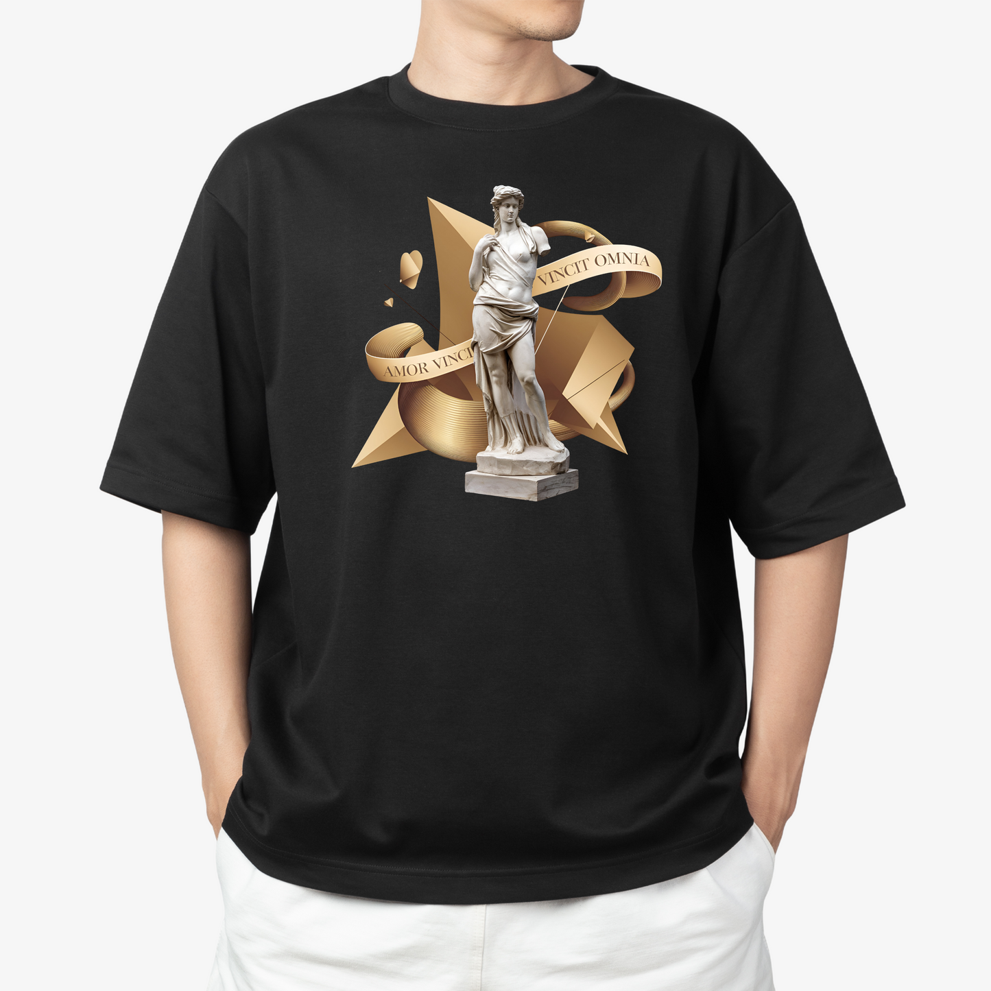 rasb amor vinci- T-Shirt - Round Neck Drop Shoulder Graphic Printed Oversized Cotton T-shirt (Copy)