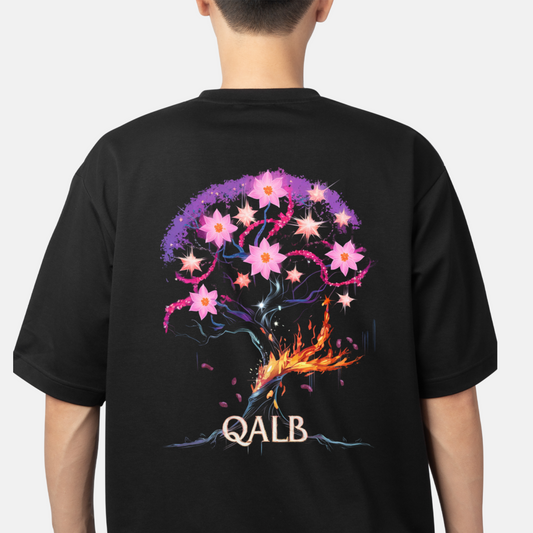 Sidrat al-Muntaha qalb movie malayalam inspired  - Round Neck Drop Shoulder Graphic Printed Oversized Cotton T-shirt