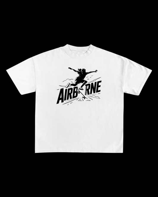 Aireborne Round Neck Drop Shoulder Graphic Printed Oversized Cotton T-shirt
