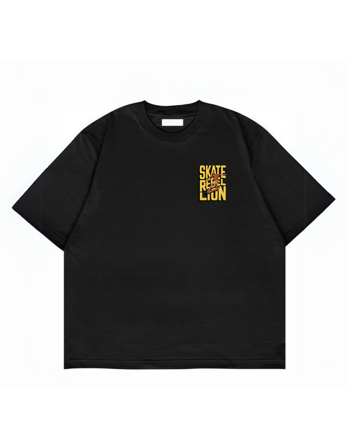SKATE REBEL LION - Round Neck Drop Shoulder Graphic Printed Oversized Cotton T-shirt