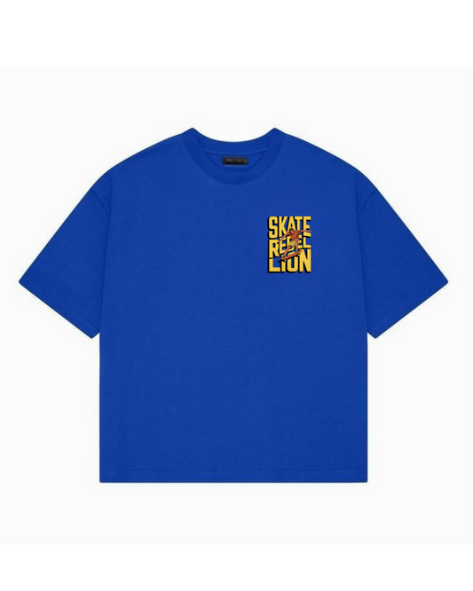 SKATE REBEL LION - Round Neck Drop Shoulder Graphic Printed Oversized Cotton T-shirt