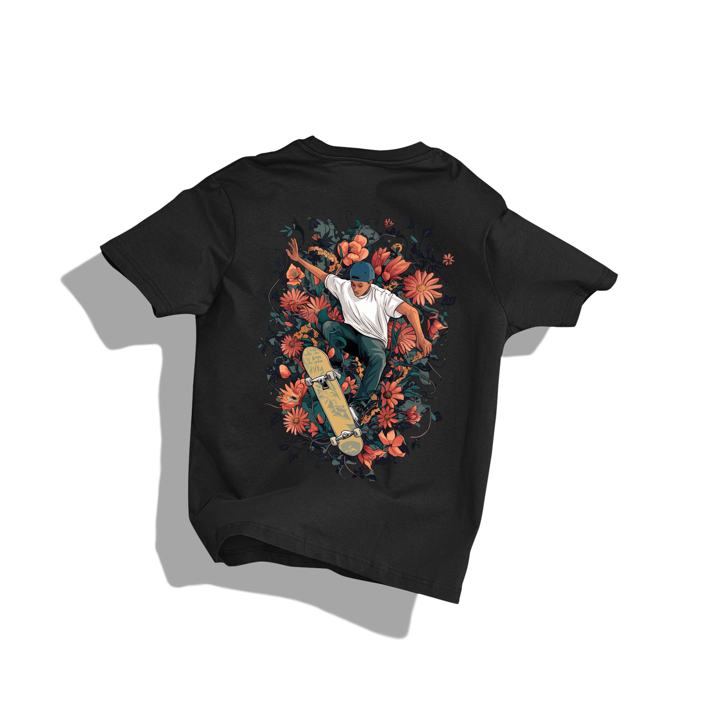 RASB’s Blossom Skater T-Shirt - Round Neck Drop Shoulder Graphic Printed Oversized Cotton T-shirt