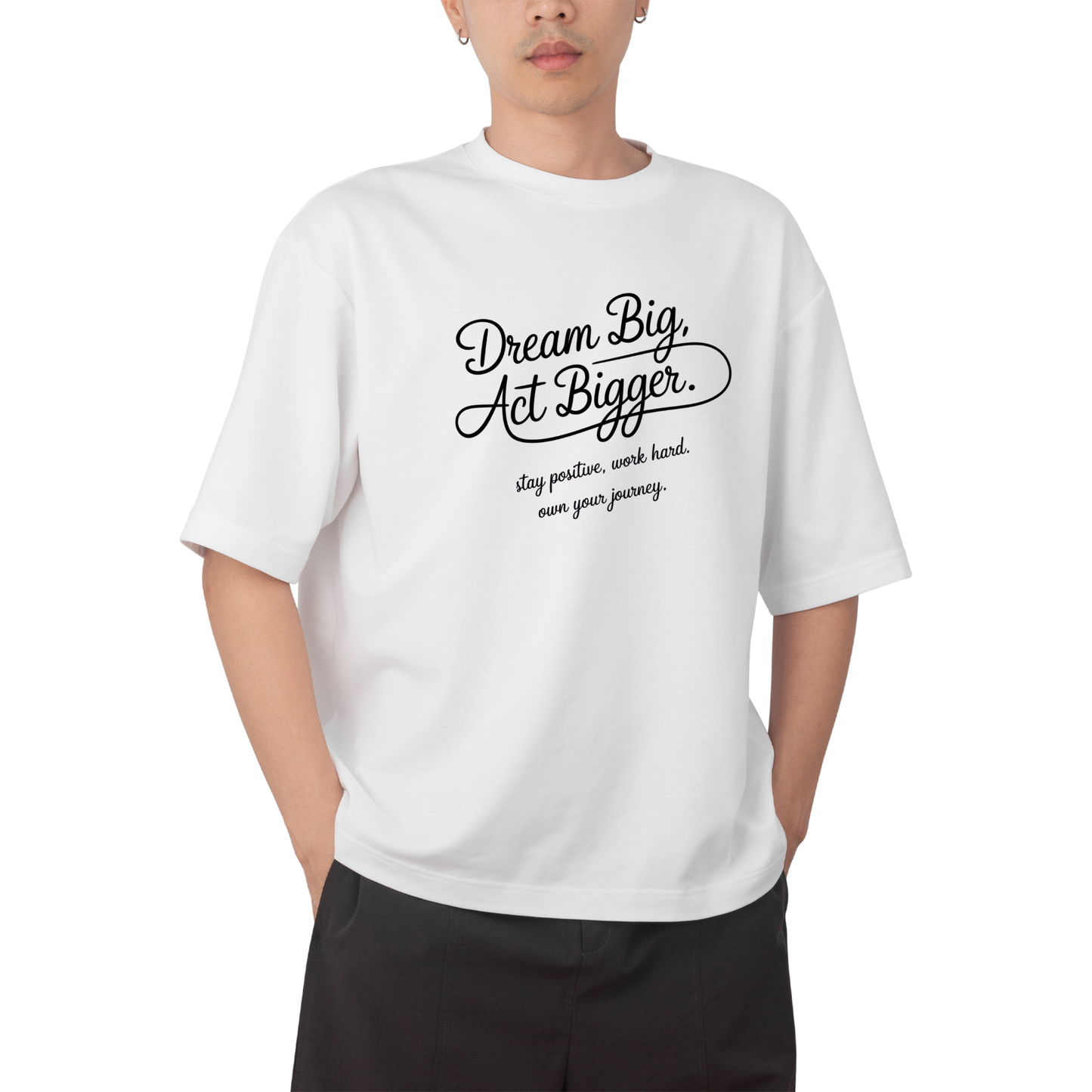 dream big T-shirt- Round Neck Drop Shoulder Graphic Printed Oversized Cotton T-shirt