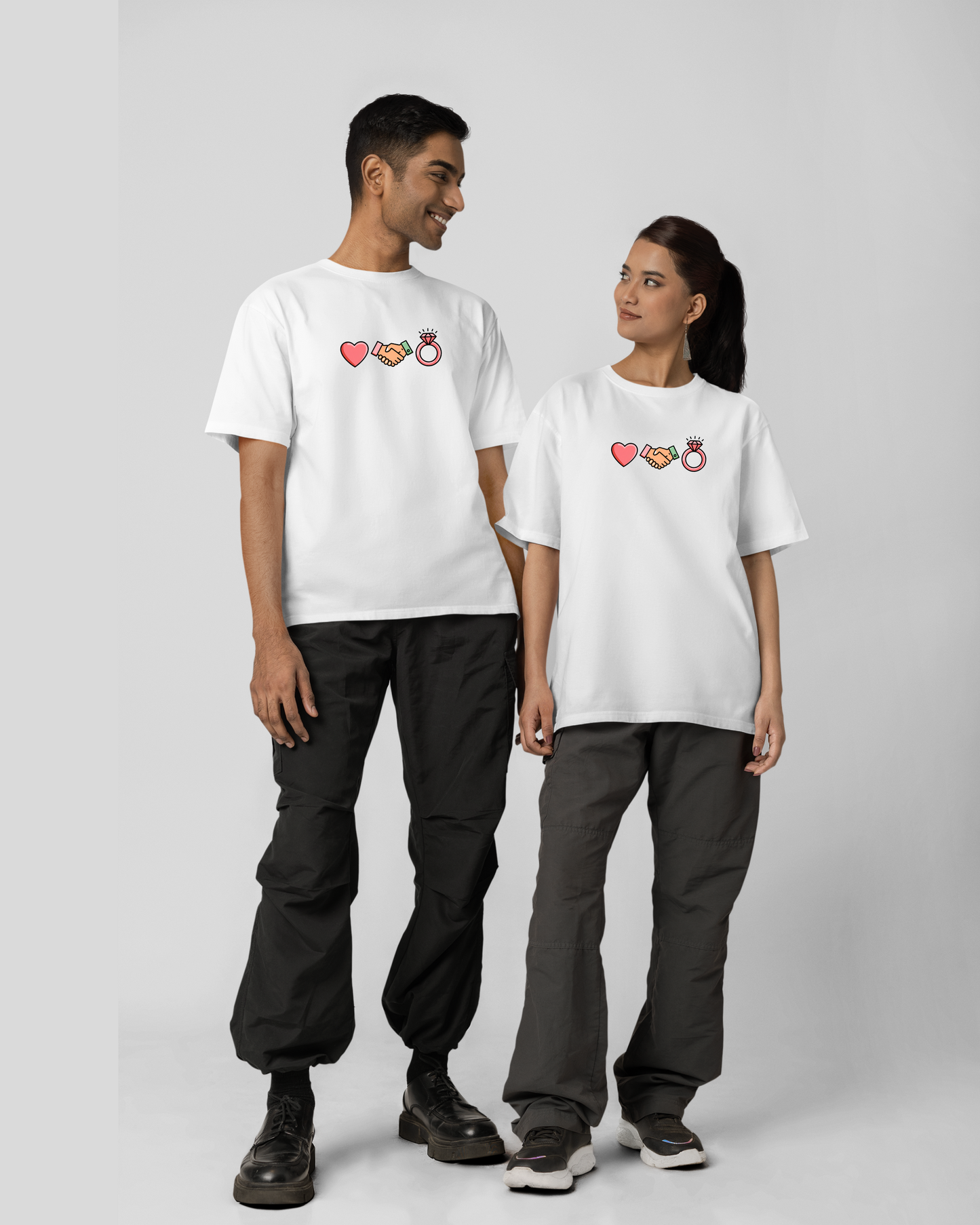 Commitment  T-Shirt - Round Neck Drop Shoulder Graphic Printed Oversized Cotton T-shirt